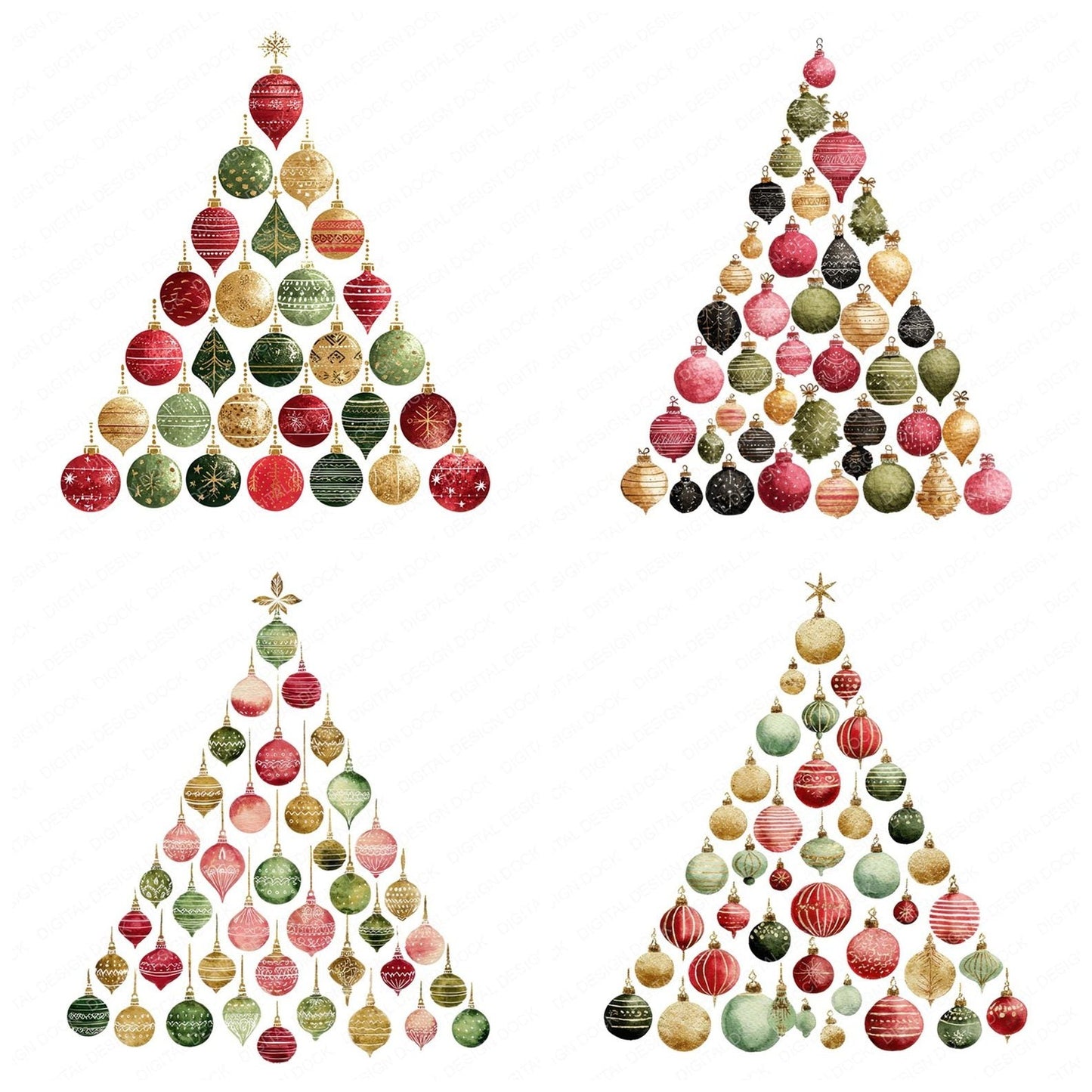 Ornament Christmas Tree Clipart Set (DDD006218)