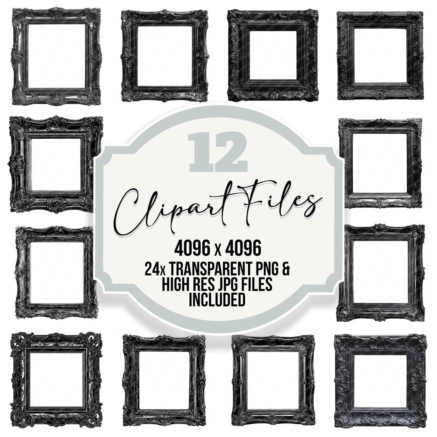 Ornate Black Picture Frame Clipart Set (DDD006219)