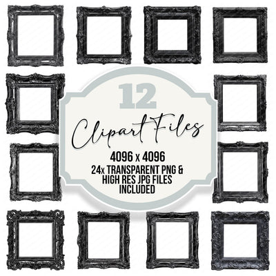 Ornate Black Picture Frame Clipart Set (DDD006219)