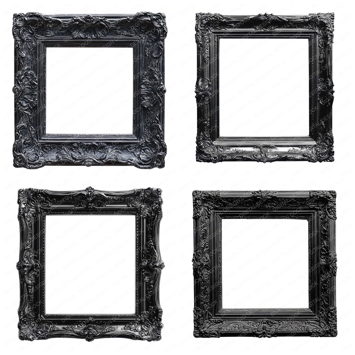 Ornate Black Picture Frame Clipart Set (DDD006219)