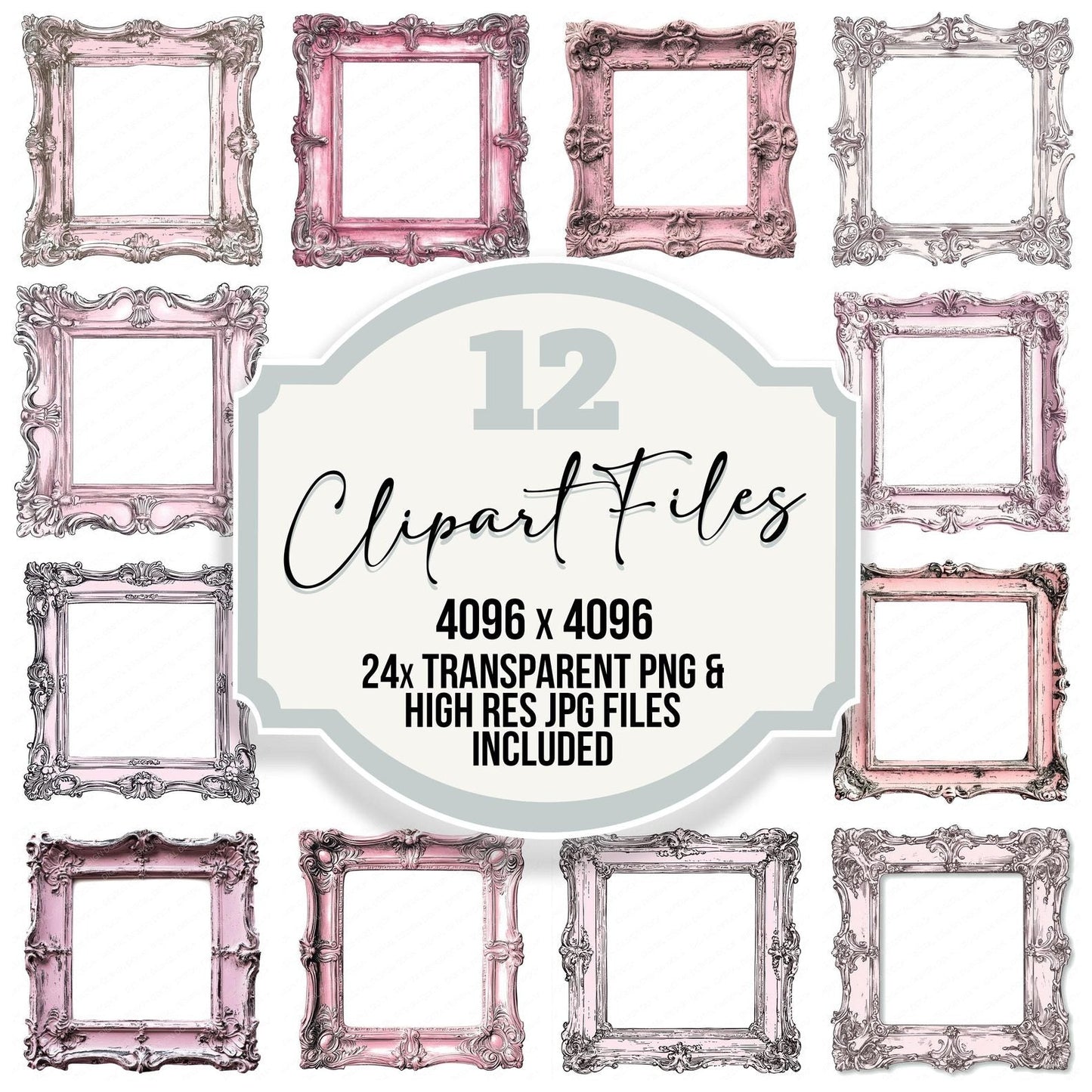 Ornate Pink Picture Frame Clipart Set (DDD006224)
