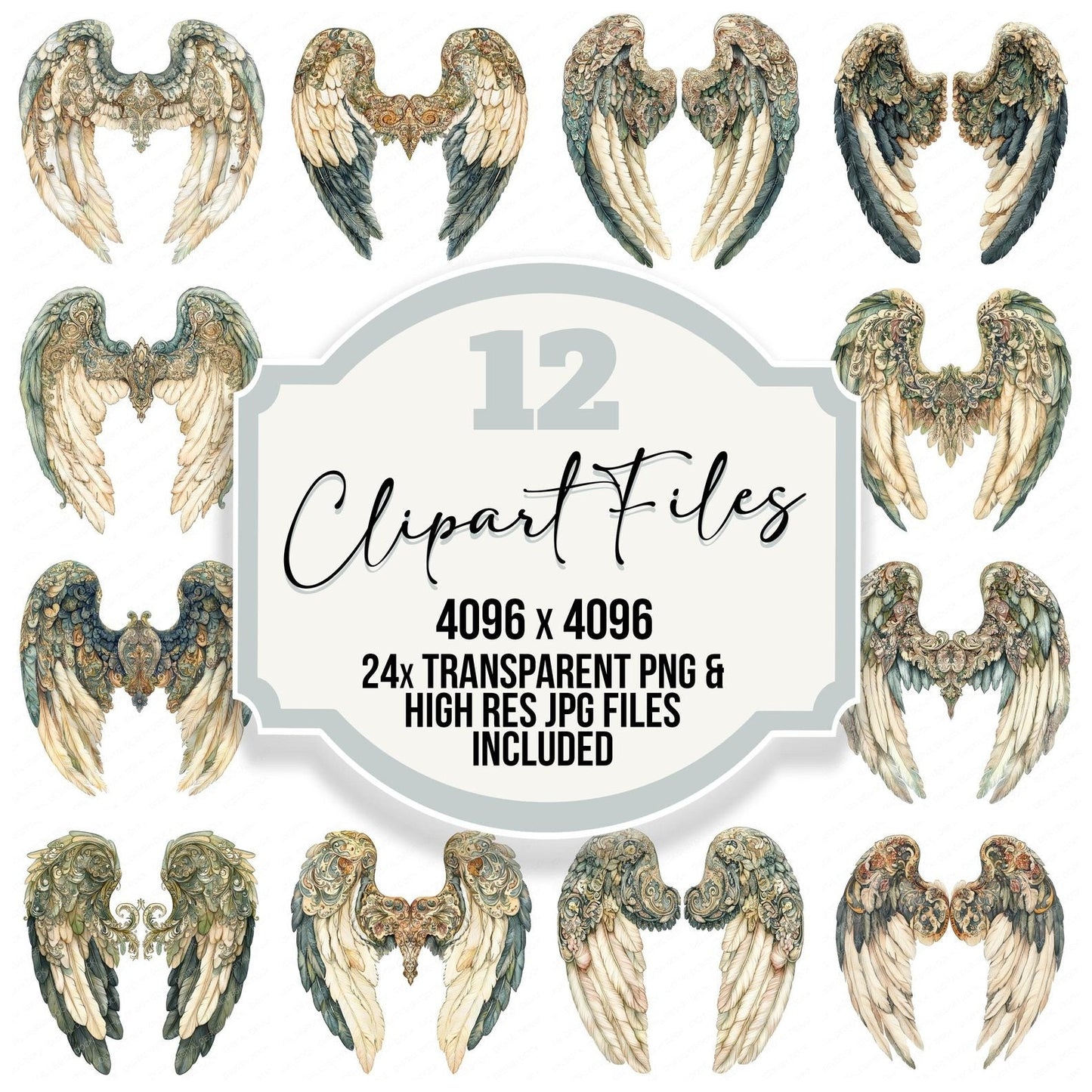 Paisley Pattern Angel Wings Clipart Set (DDD006238)