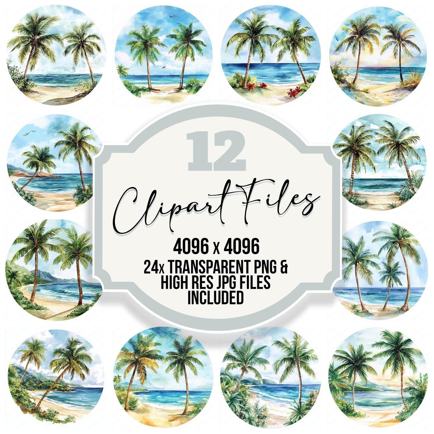 Palm Beach Round Design Clipart Set (DDD006239)