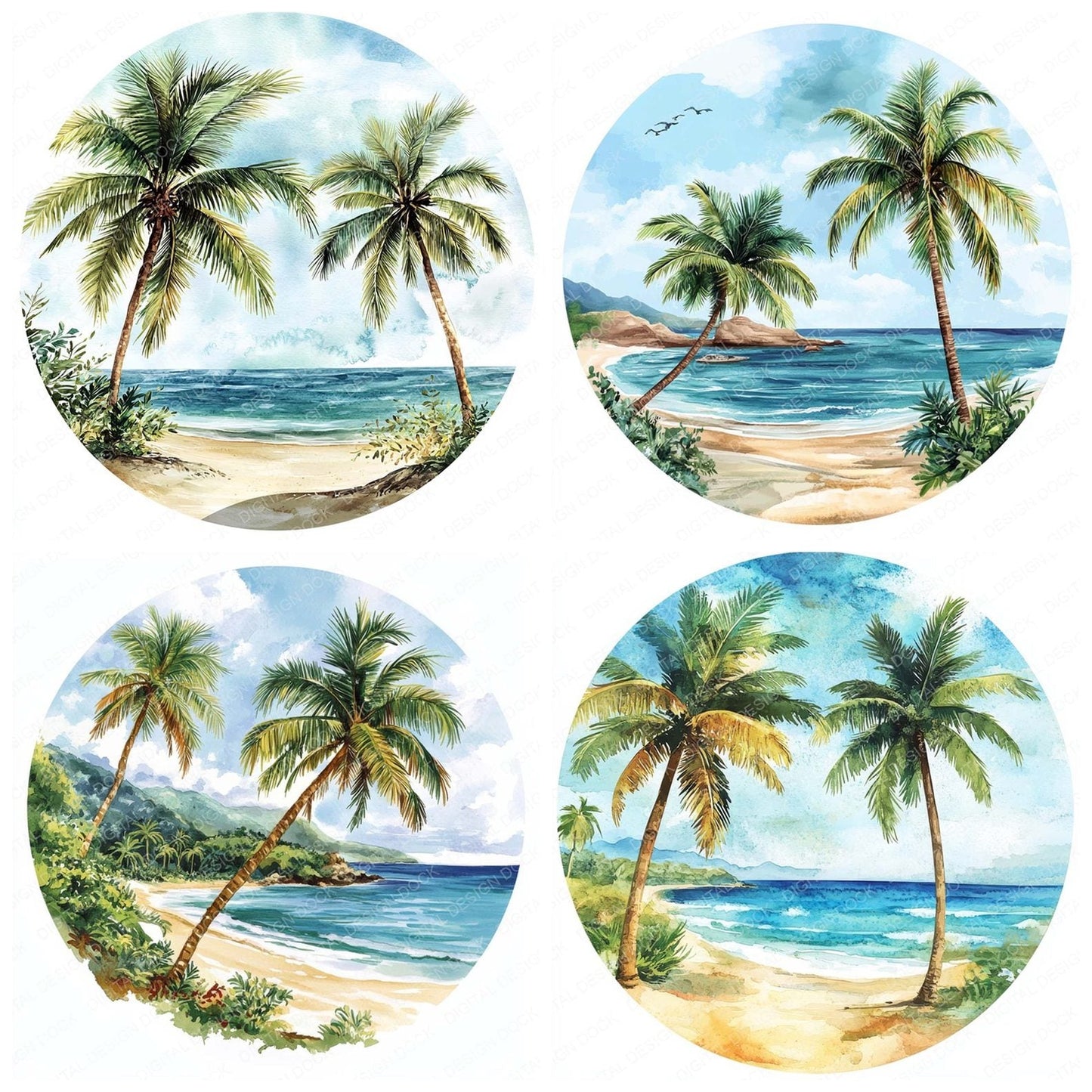 Palm Beach Round Design Clipart Set (DDD006239)