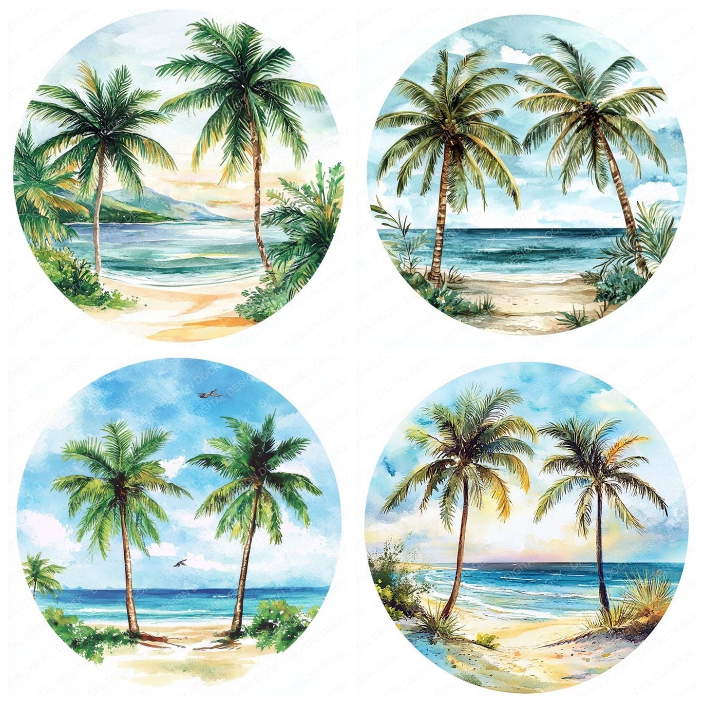 Palm Beach Round Design Clipart Set (DDD006239)
