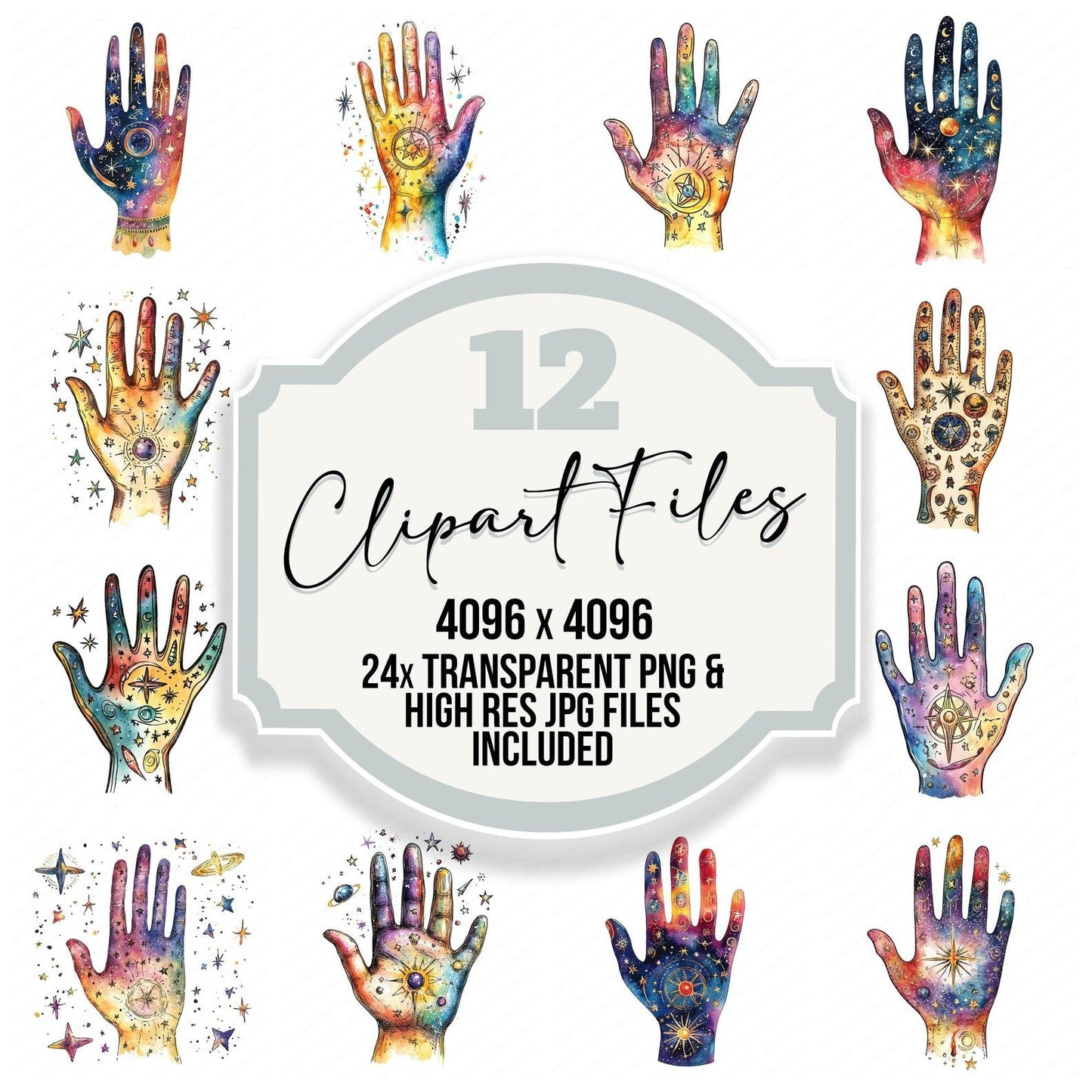 Palmistry Hand Clipart Set (DDD006240)