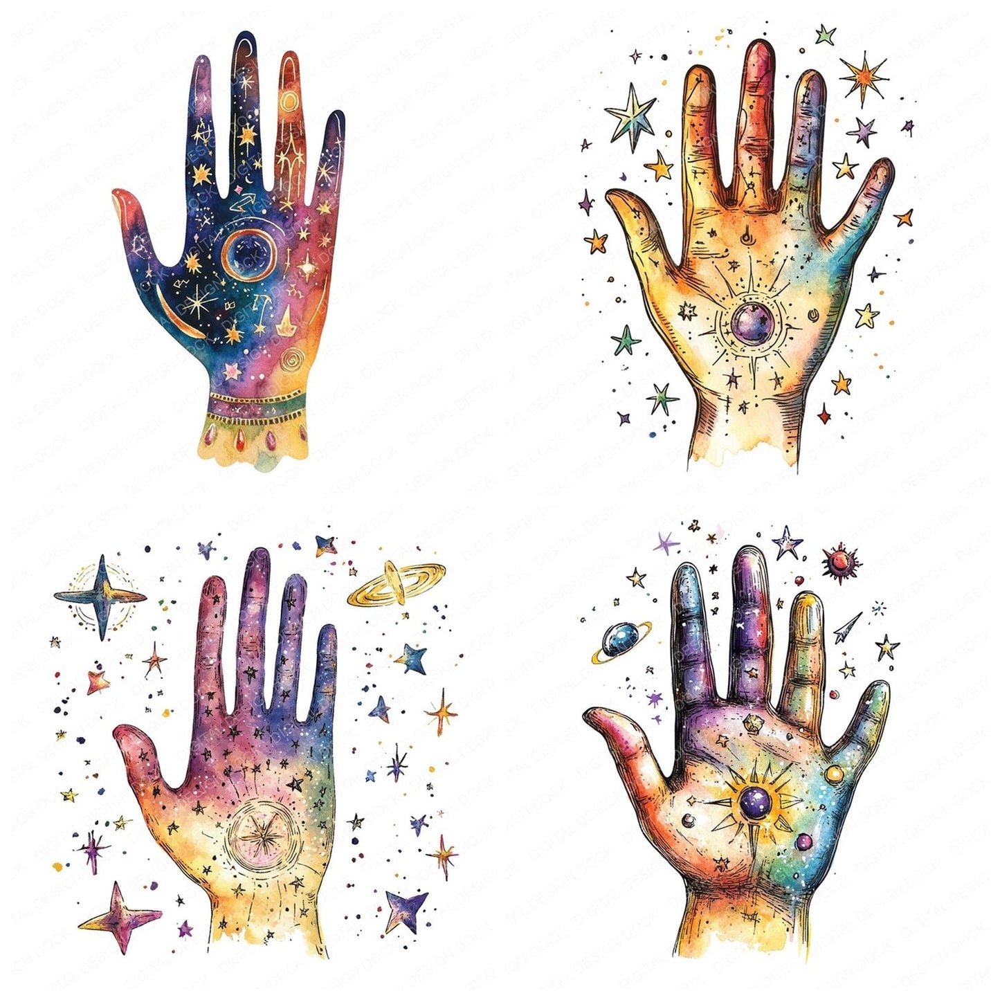 Palmistry Hand Clipart Set (DDD006240)