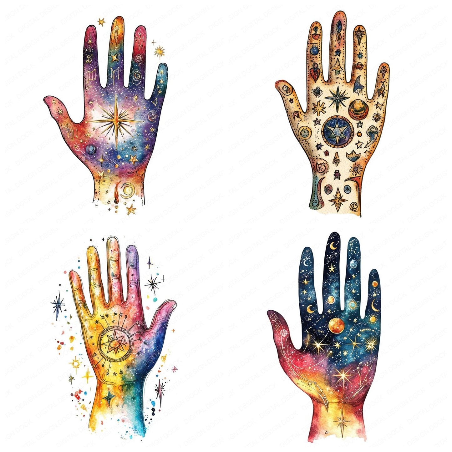 Palmistry Hand Clipart Set (DDD006240)