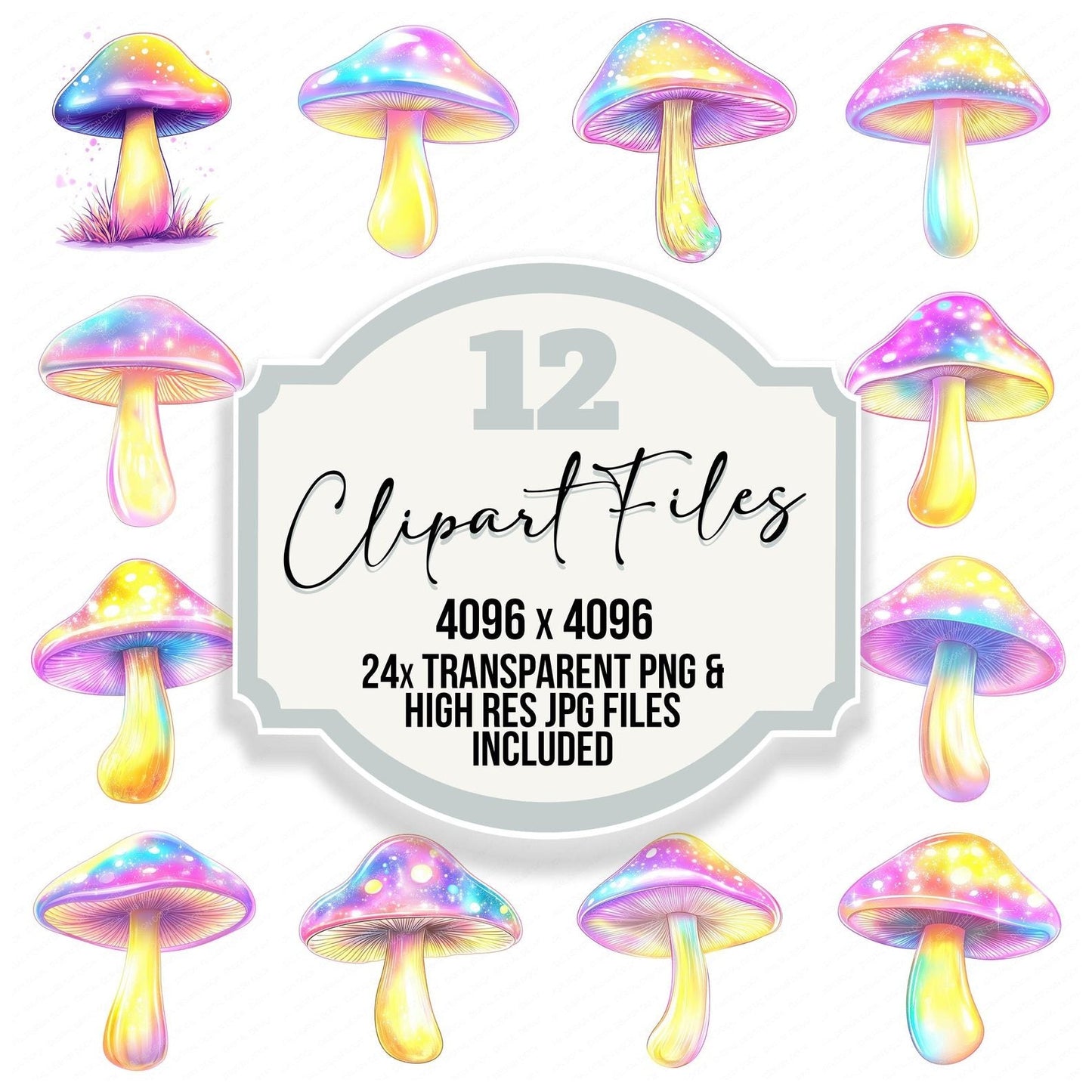 Pastel Glowing Mushroom Clipart Set (DDD006252)