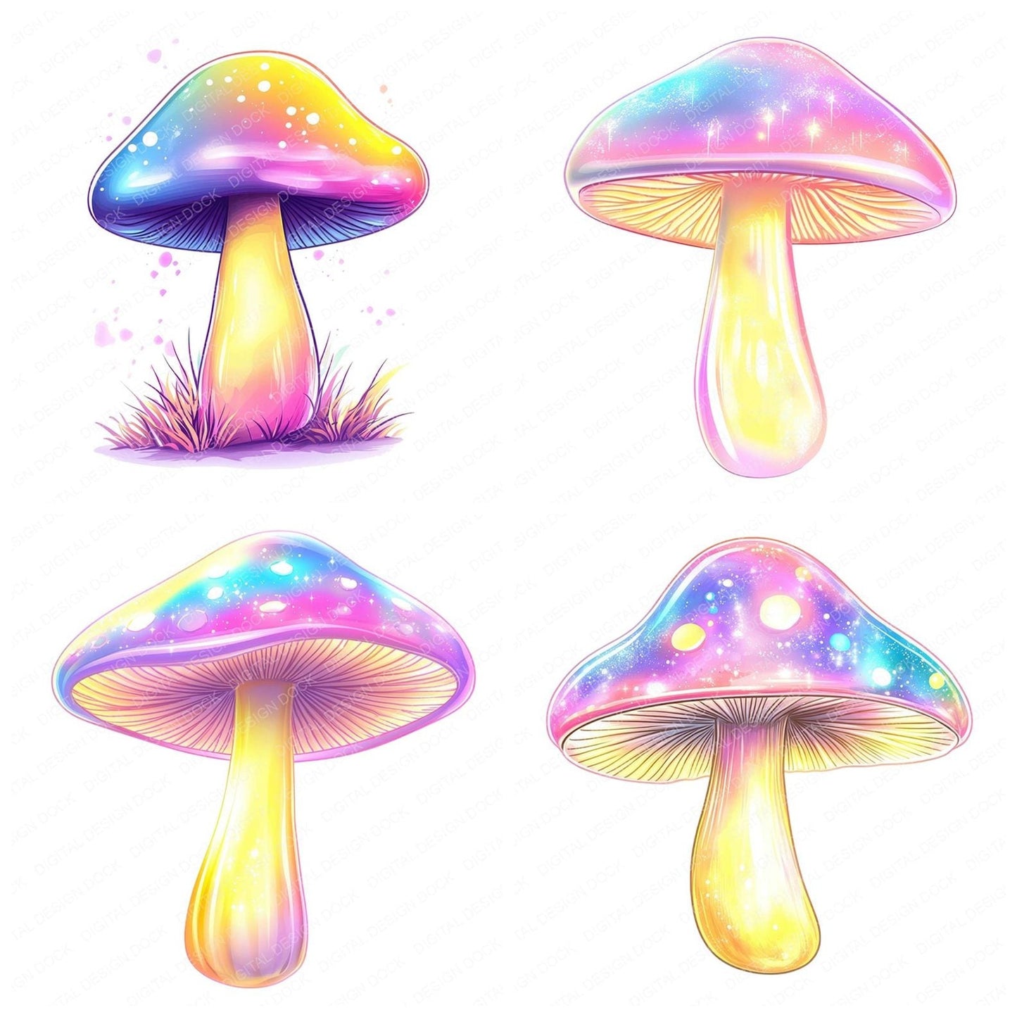 Pastel Glowing Mushroom Clipart Set (DDD006252)