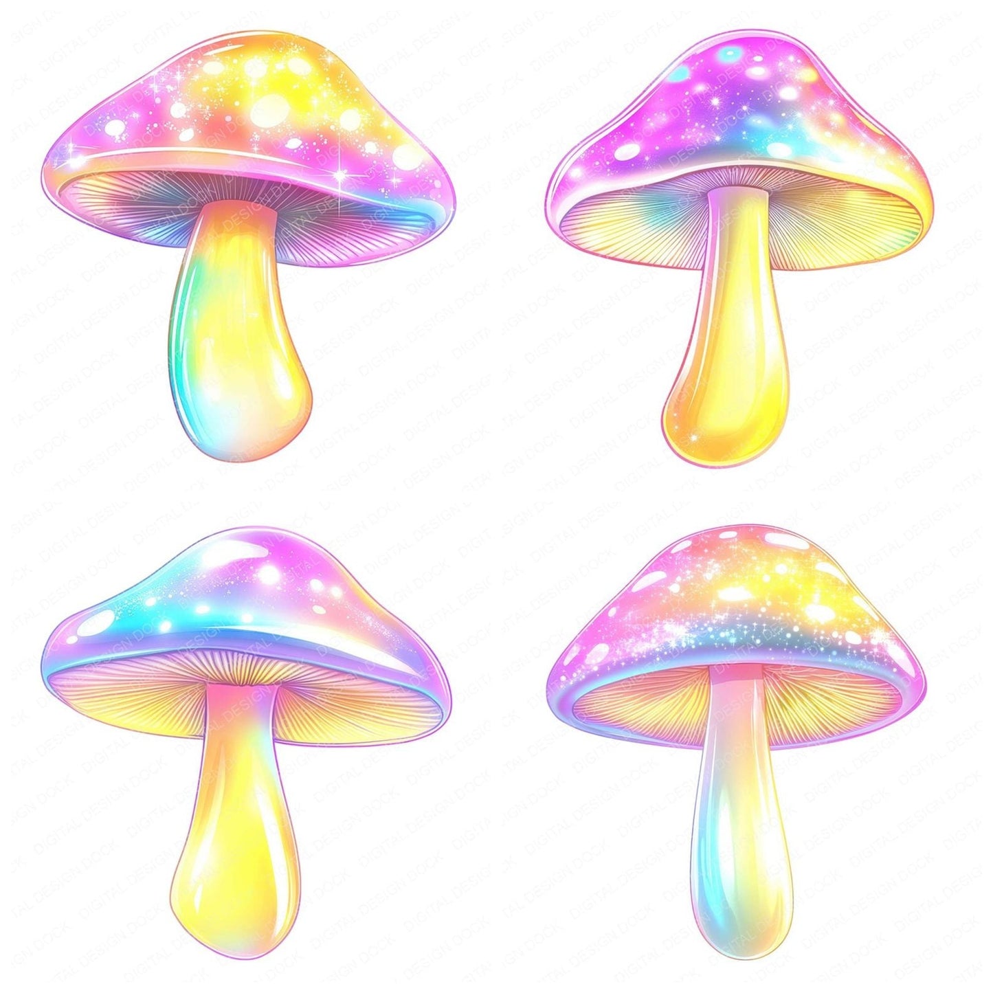 Pastel Glowing Mushroom Clipart Set (DDD006252)
