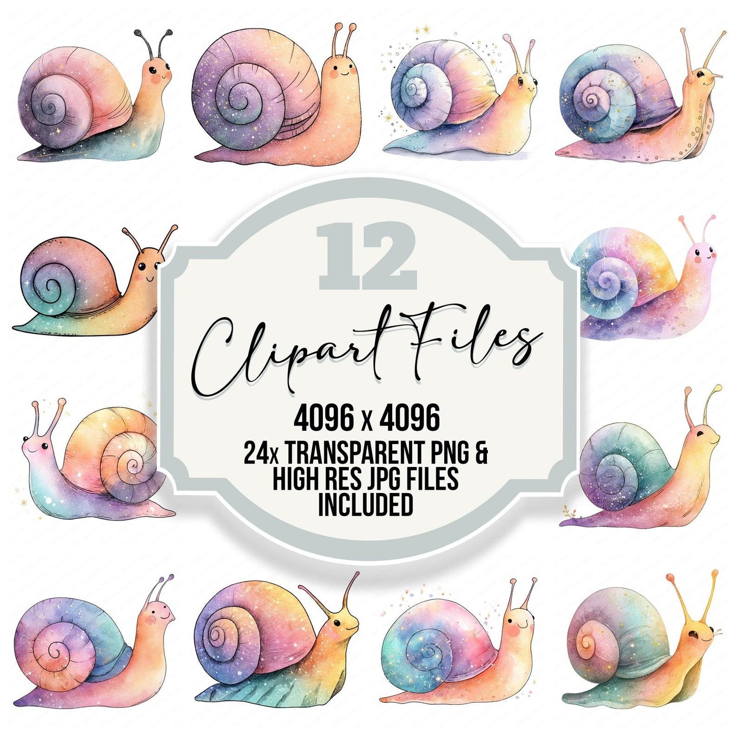 Pastel Ombre Snail Clipart Set (DDD006255)