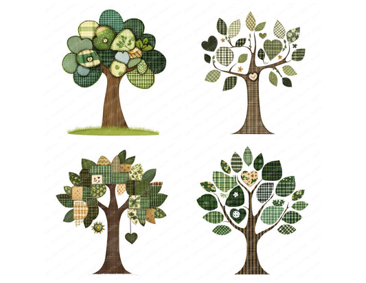 Preview layout showing Patch Tree with Button Leaf clipart elements for scrapbooking, junk journals, and card making