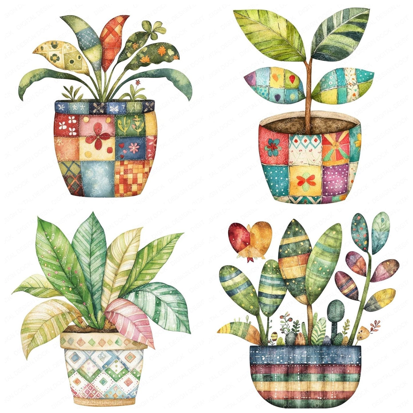 Patchwork House Plant Clipart Set (DDD006264)