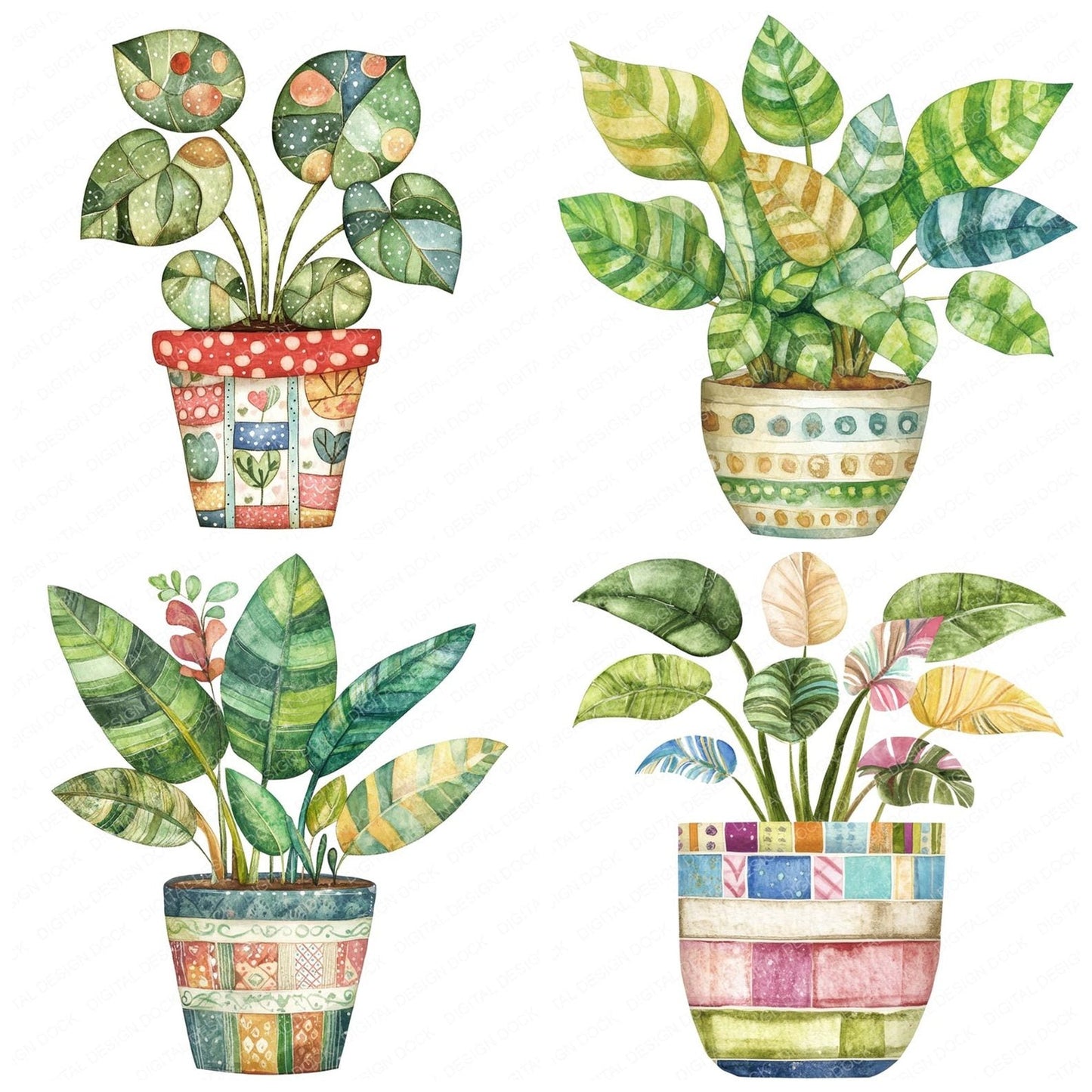 Patchwork House Plant Clipart Set (DDD006264)