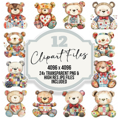 Patchwork Teddybear Clipart Set (DDD006268)
