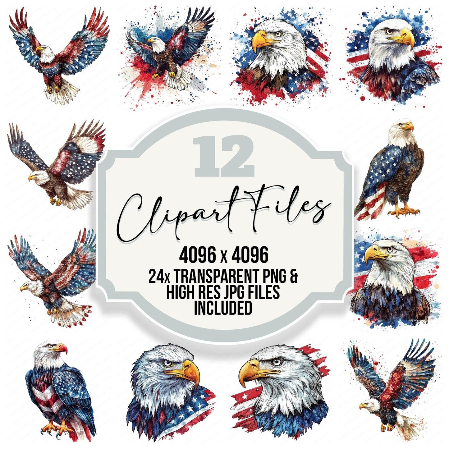 Patriotic Bald Eagle Clipart Set (DDD006269)