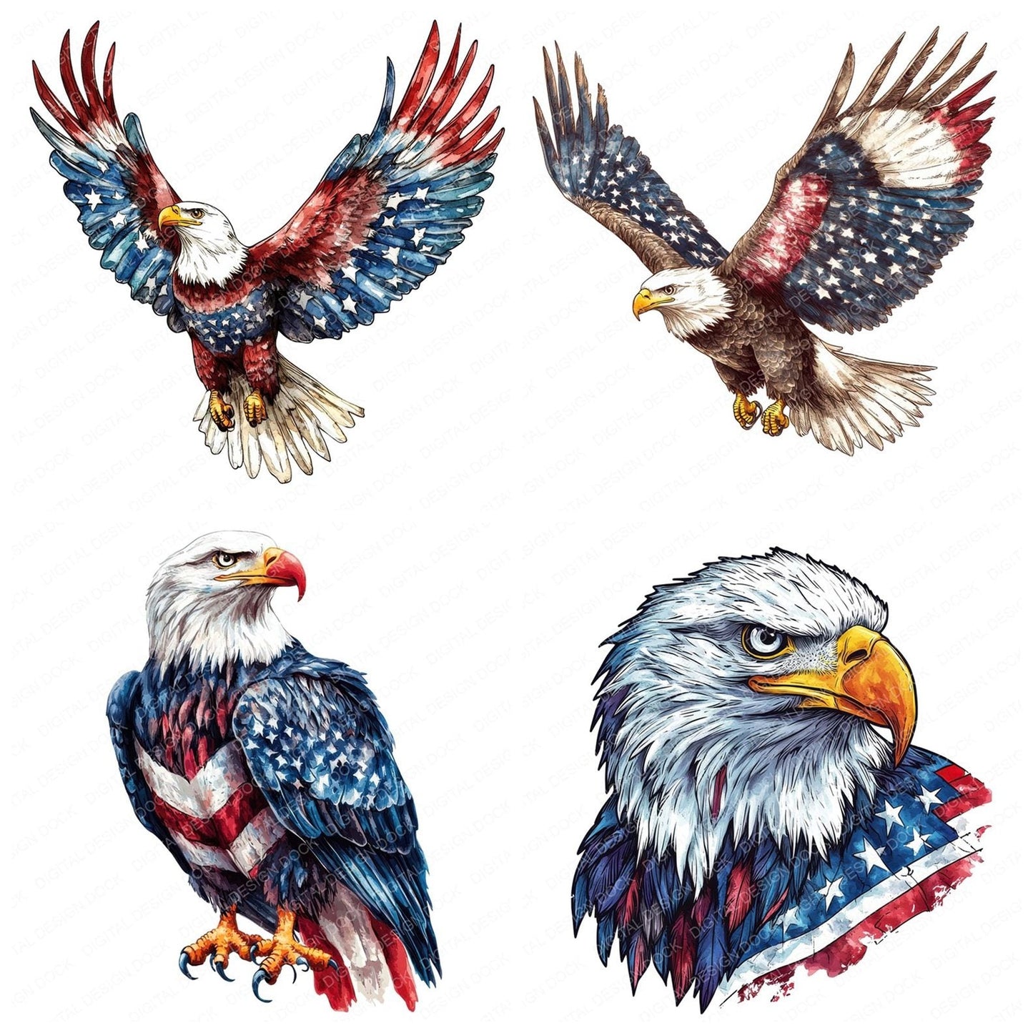 Patriotic Bald Eagle Clipart Set (DDD006269)