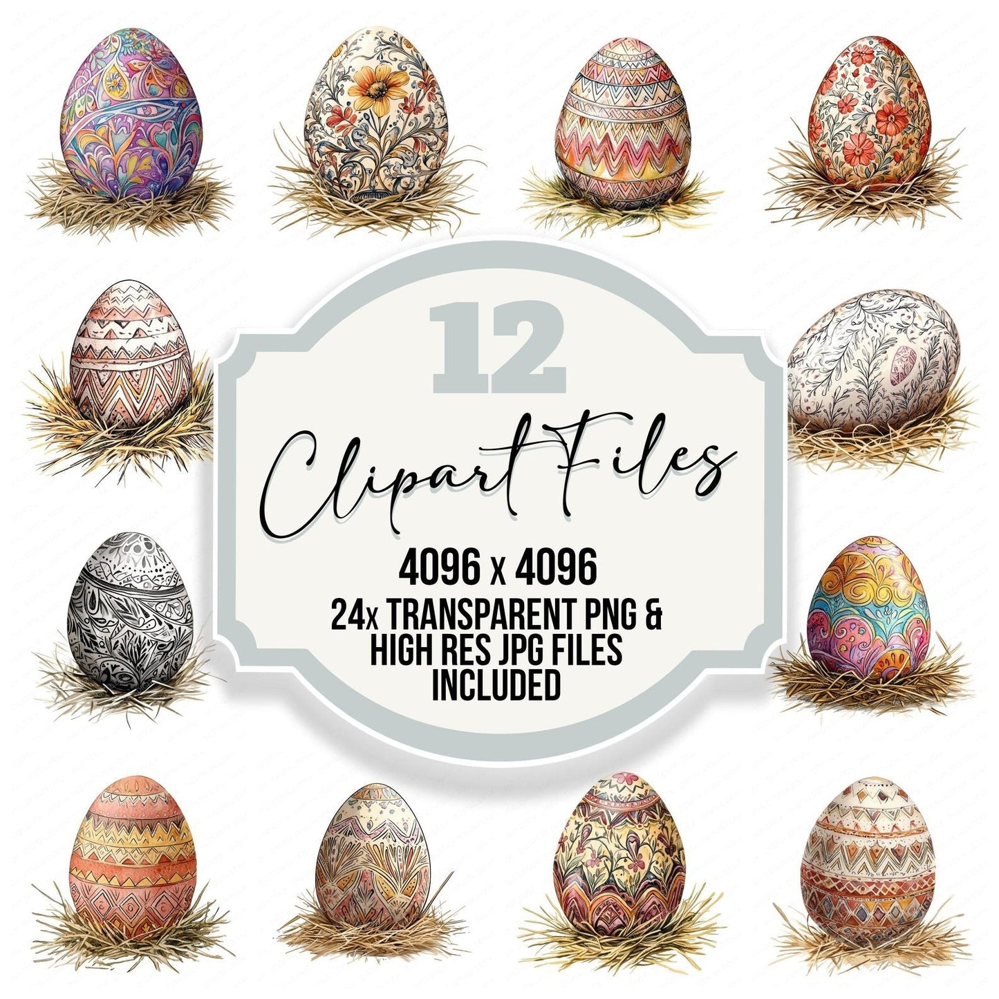 Patterned Easter Egg Clipart Set (DDD006272)