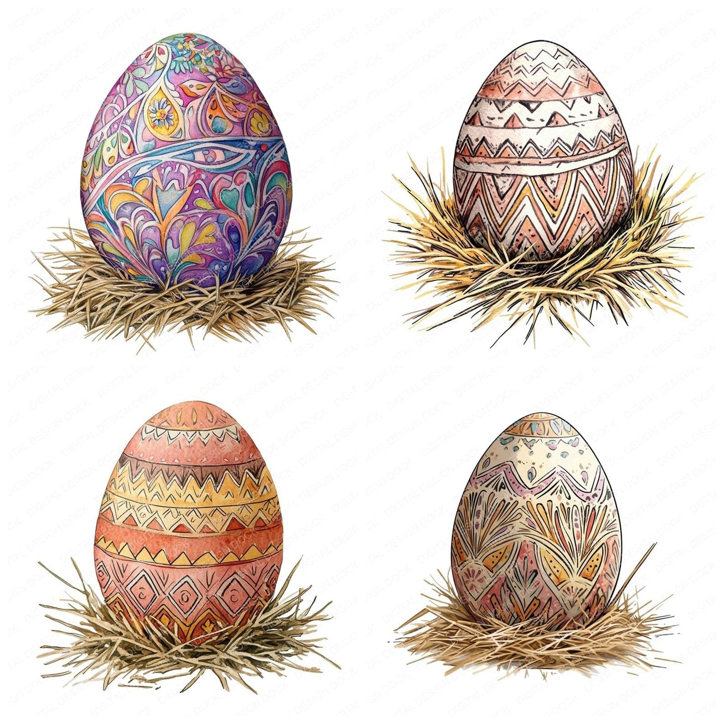 Patterned Easter Egg Clipart Set (DDD006272)