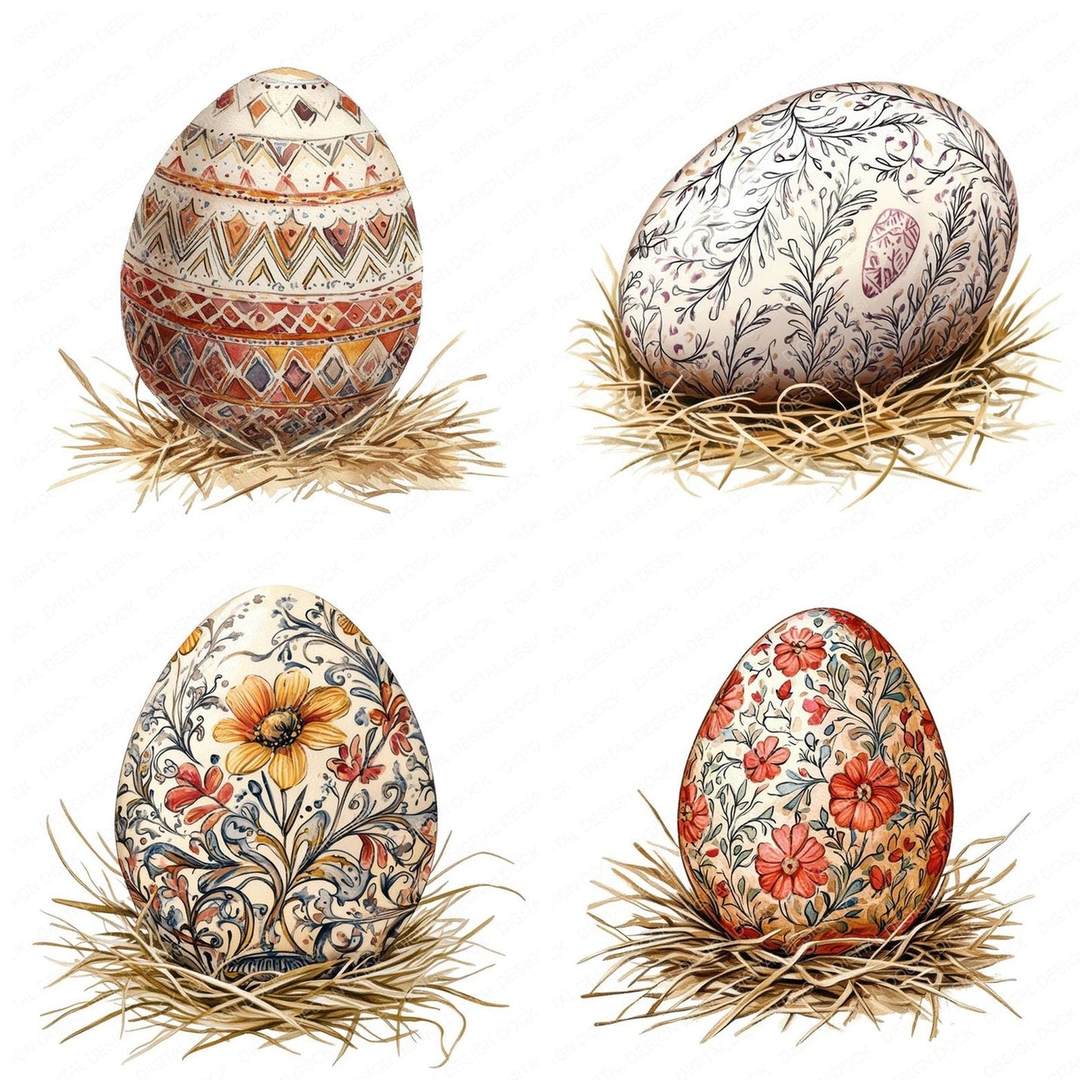 Patterned Easter Egg Clipart Set (DDD006272)