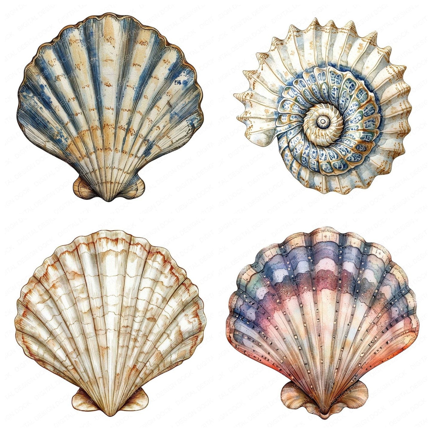 Patterned Sea Shell Clipart Set (DDD006274)