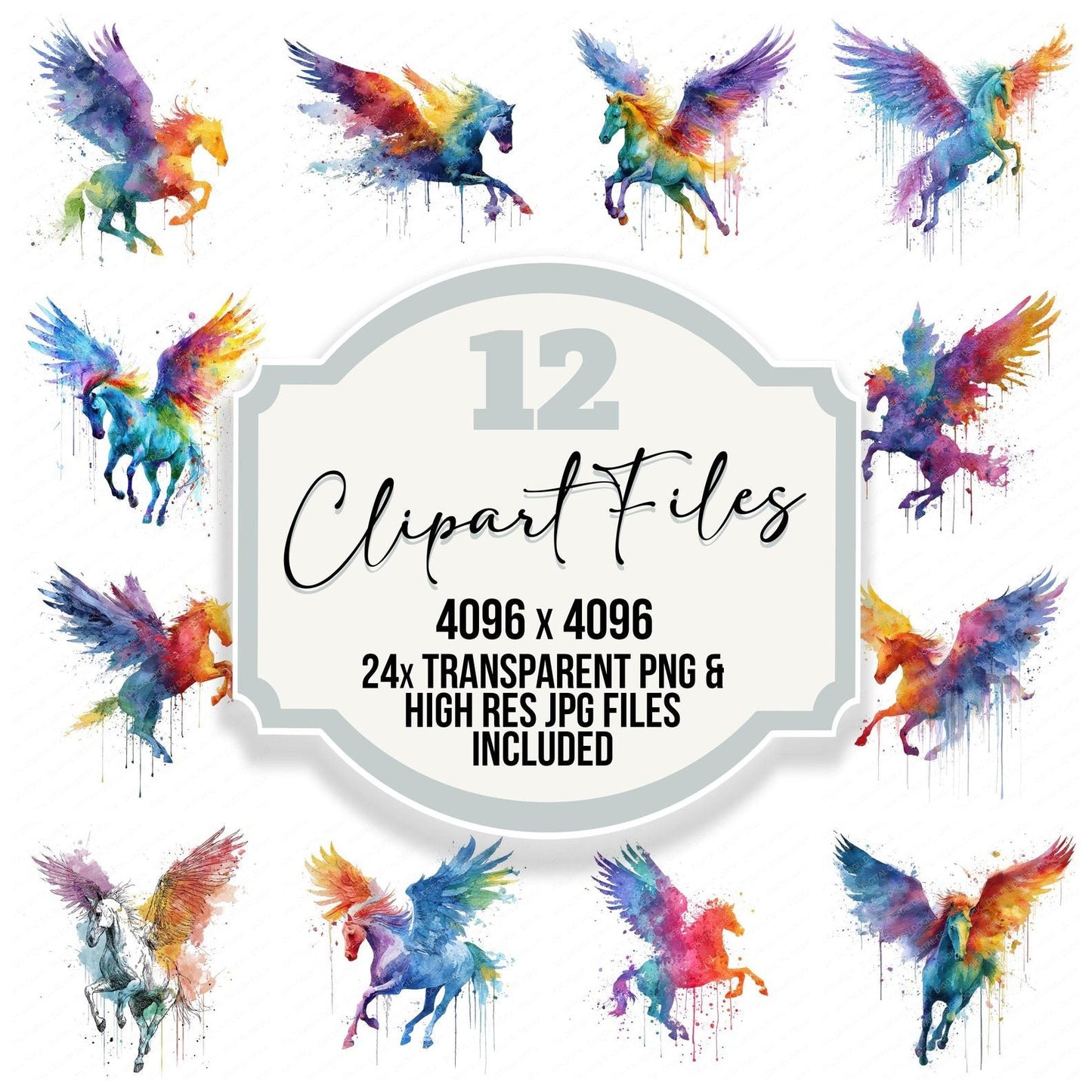 Pegasus Colour Splash Clipart Set (DDD006280)