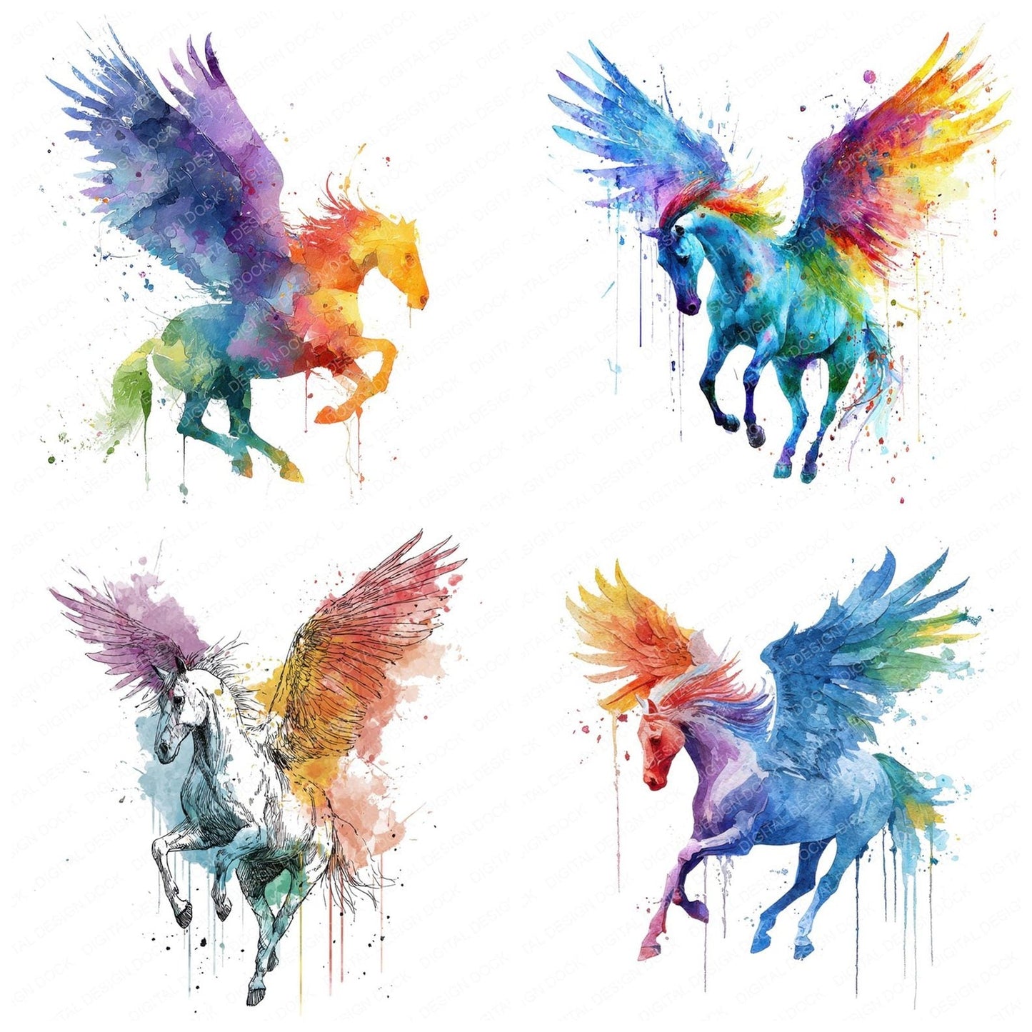 Pegasus Colour Splash Clipart Set (DDD006280)