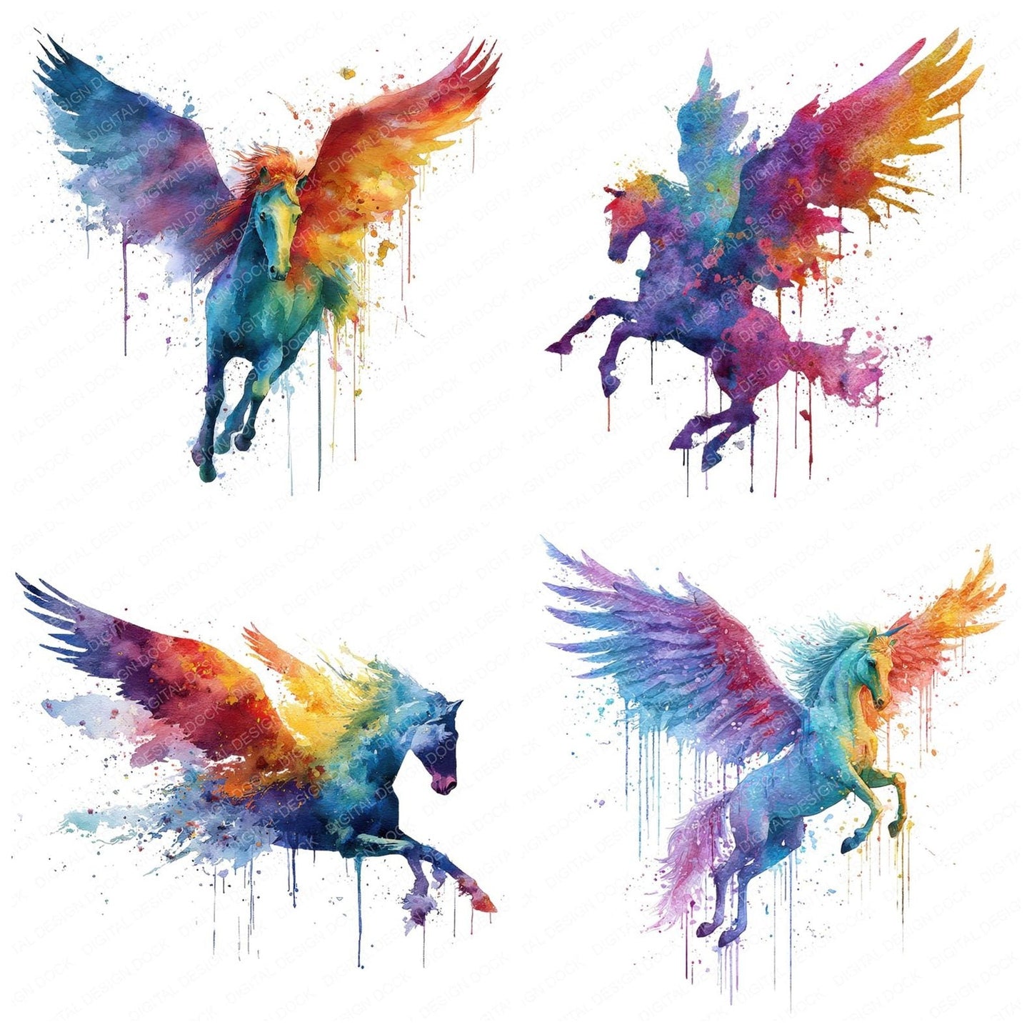 Pegasus Colour Splash Clipart Set (DDD006280)