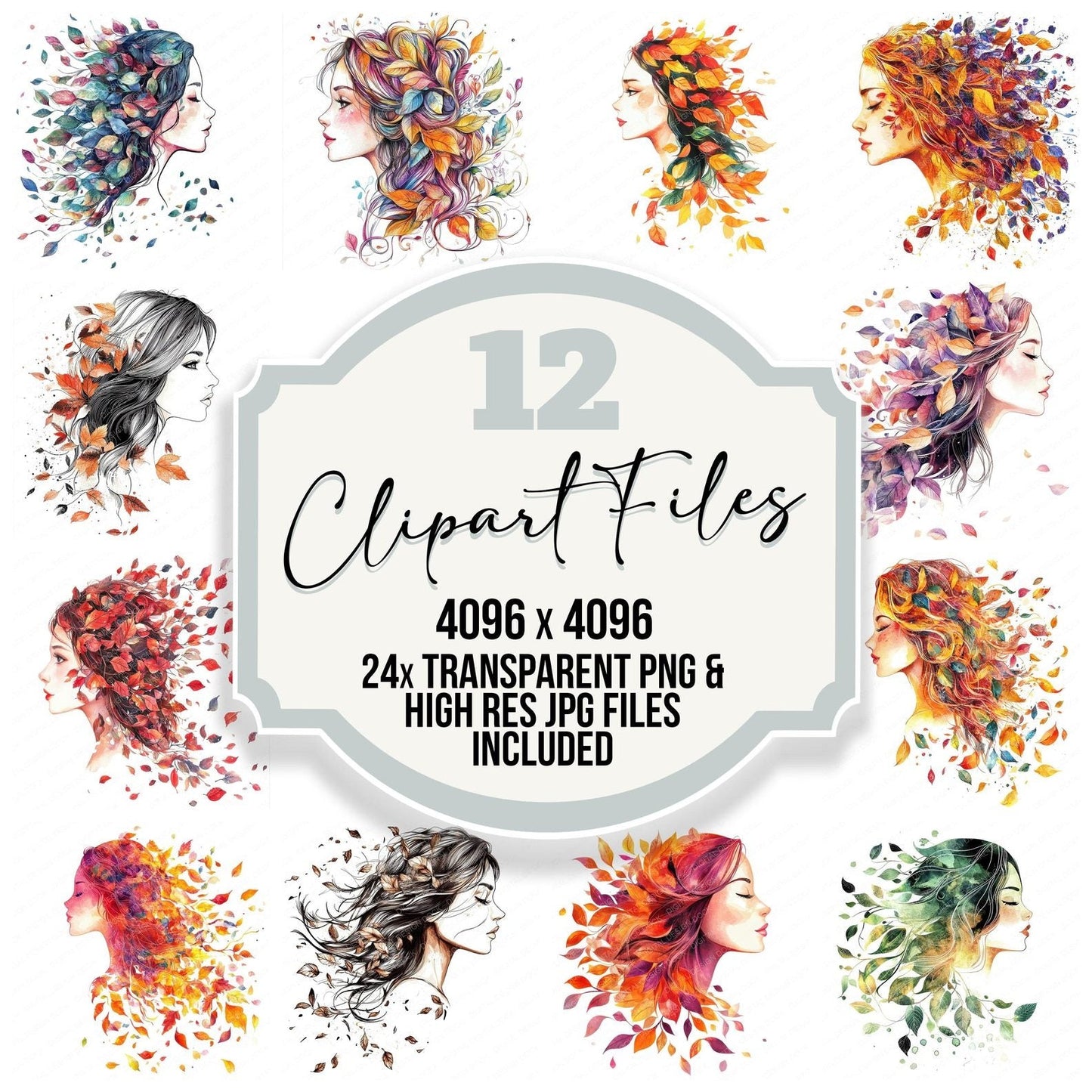 Petal Hair Woman Clipart Set (DDD006286)