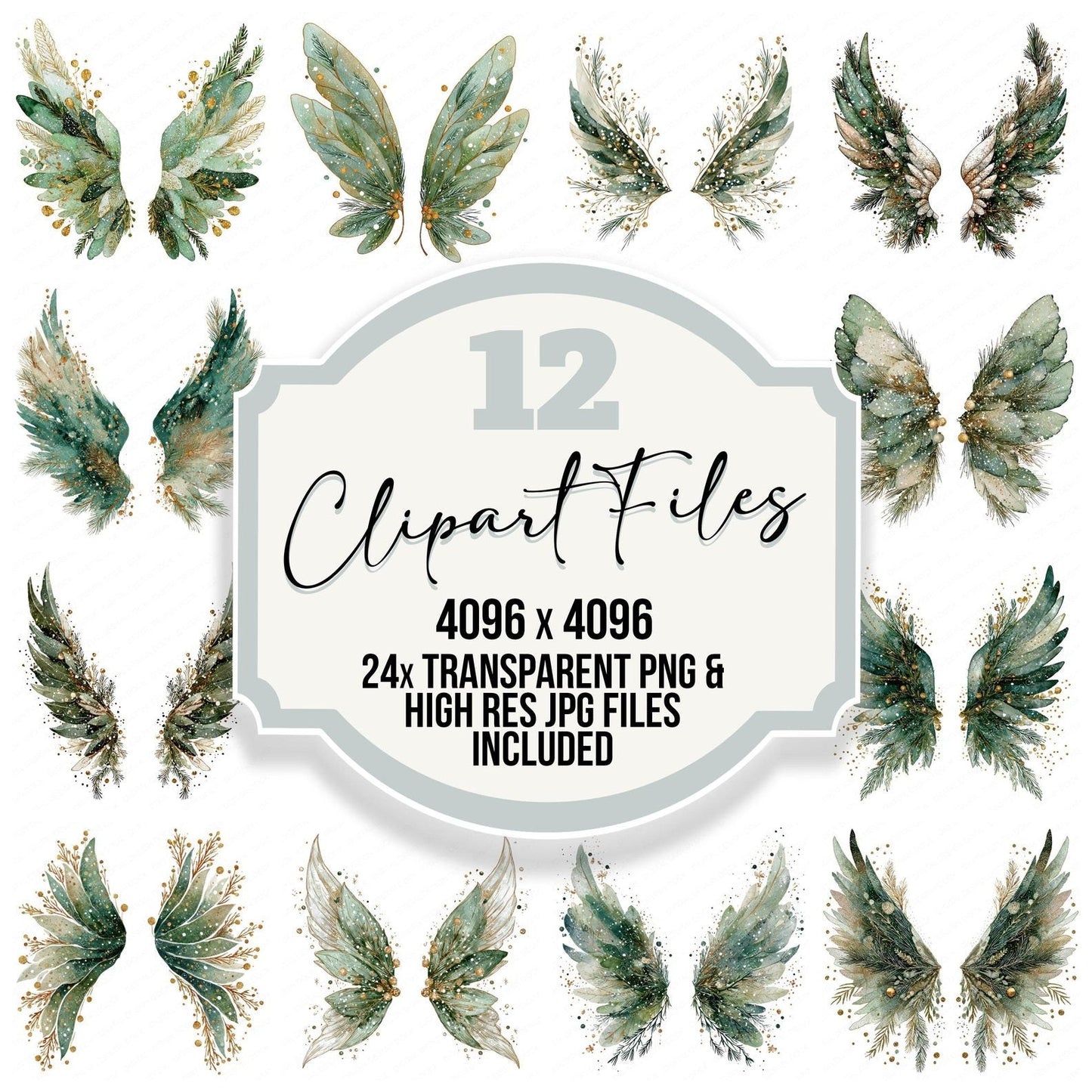 Pine Branch Fairy Wings Clipart Set (DDD006295)