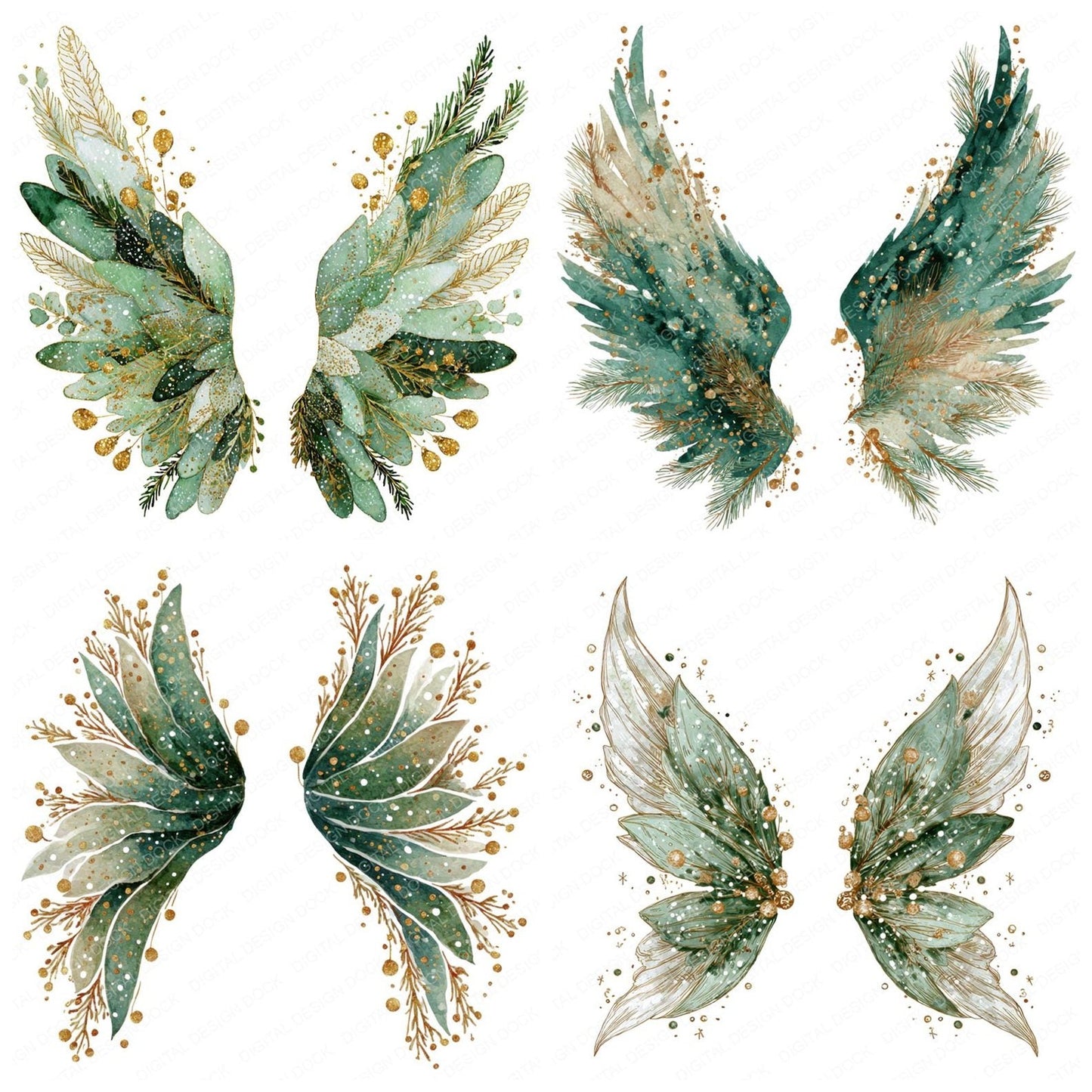 Pine Branch Fairy Wings Clipart Set (DDD006295)
