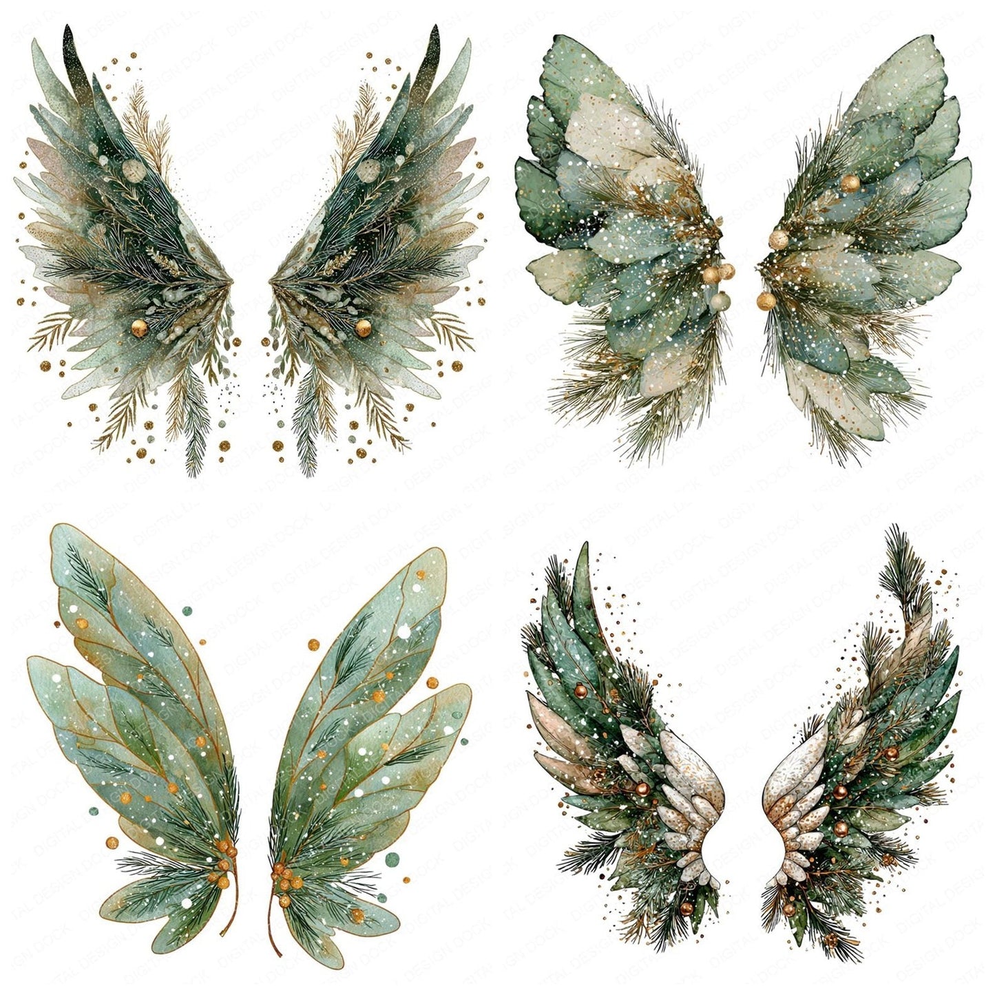 Pine Branch Fairy Wings Clipart Set (DDD006295)
