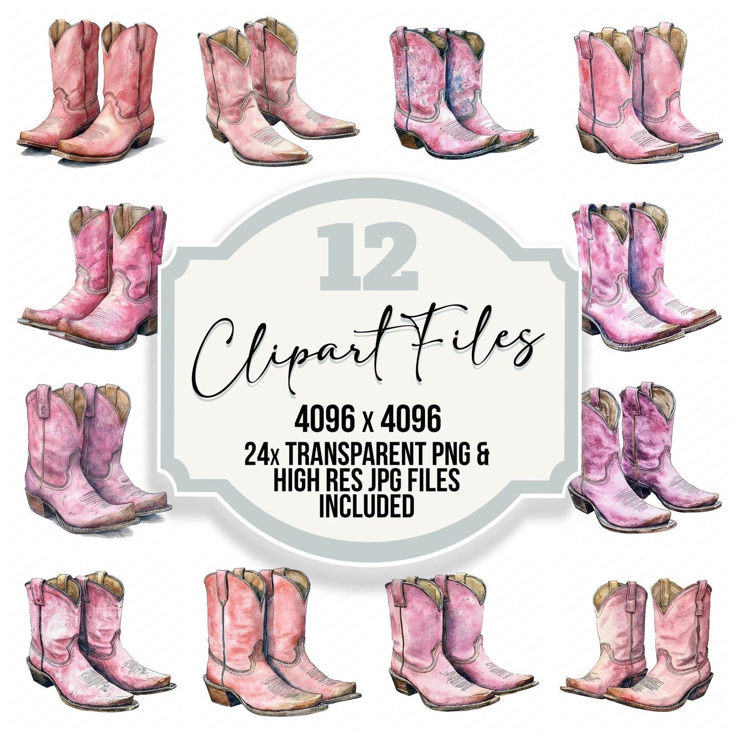 Pink Cowboy Boots Clipart Set (DDD006302)