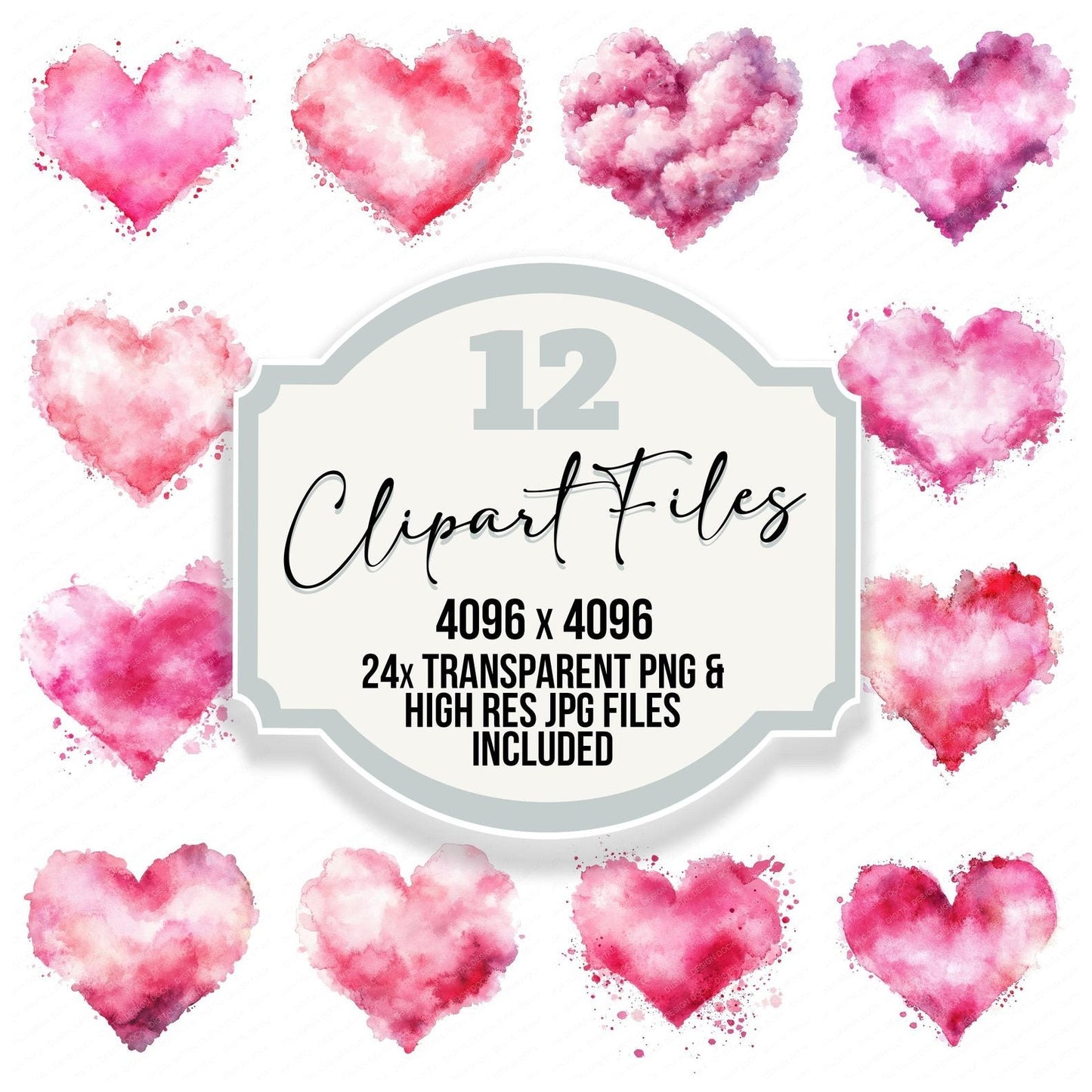 Pink Love Heart Cloud Clipart Set (DDD006306)