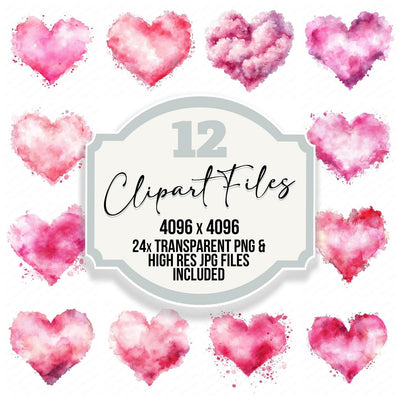 Pink Love Heart Cloud Clipart Set (DDD006306)