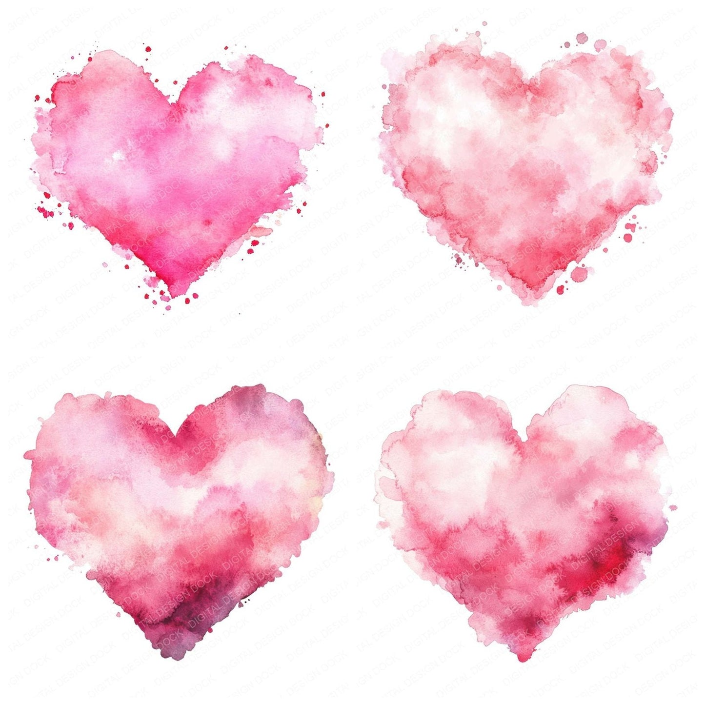 Pink Love Heart Cloud Clipart Set (DDD006306)