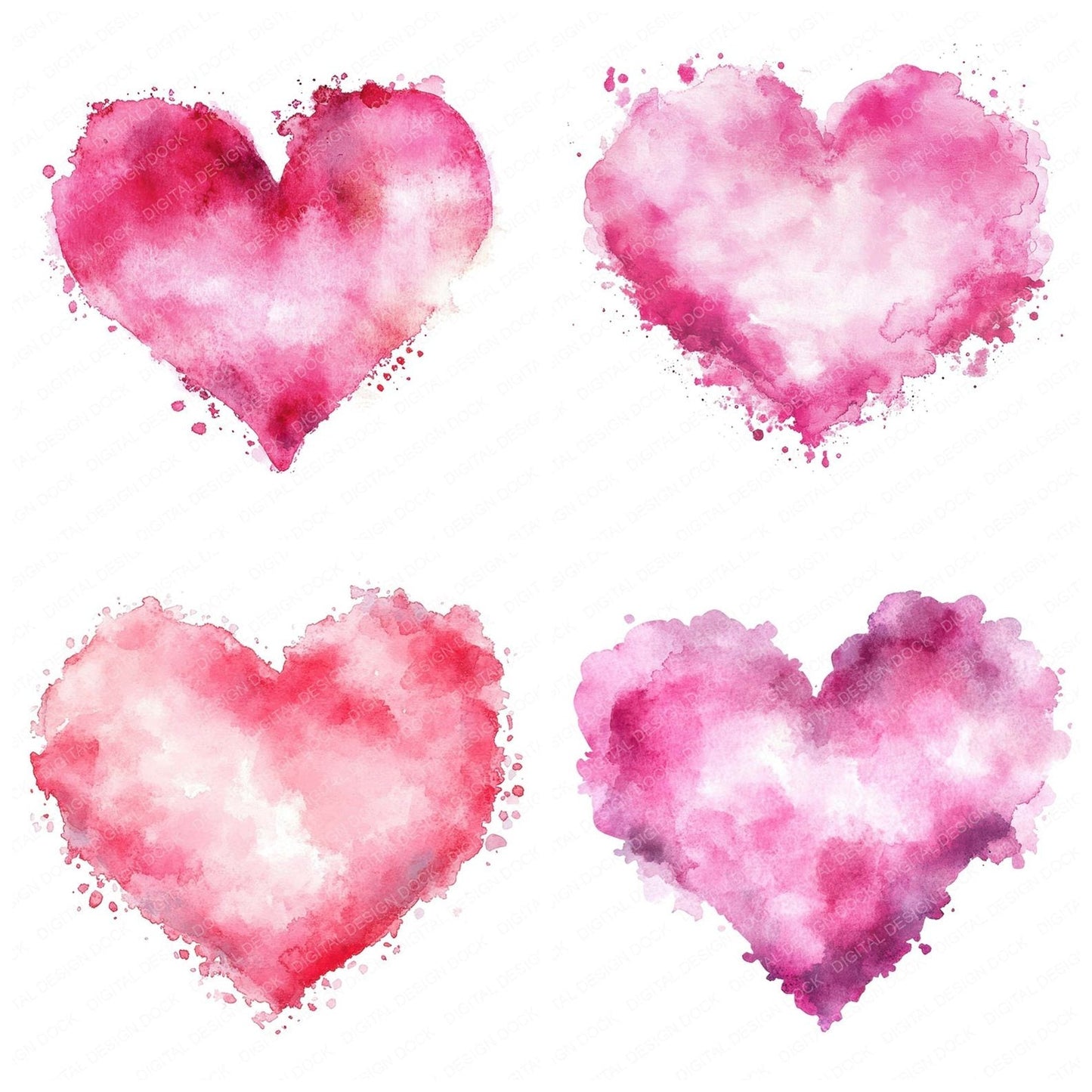 Pink Love Heart Cloud Clipart Set (DDD006306)