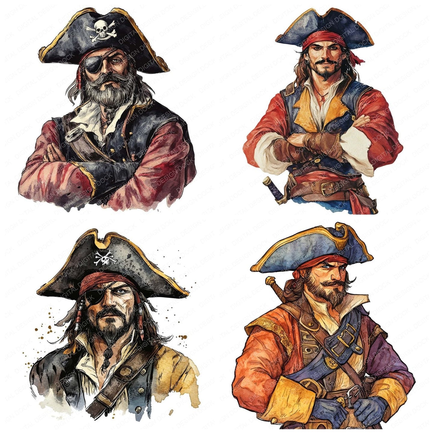 Pirate Character Clipart Set (DDD006311)