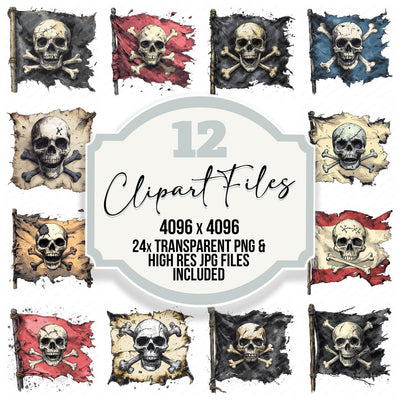 Pirate Flag clipart set cover showing the designs and file details