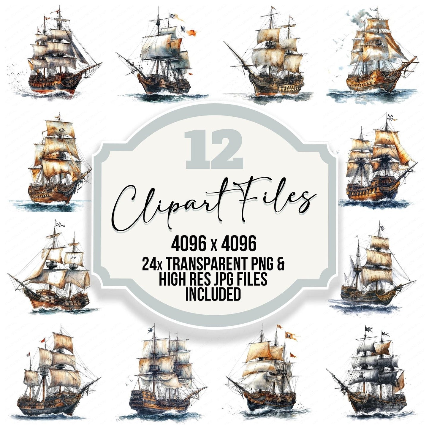 Pirate Ghost Ship Clipart Set (DDD006313)