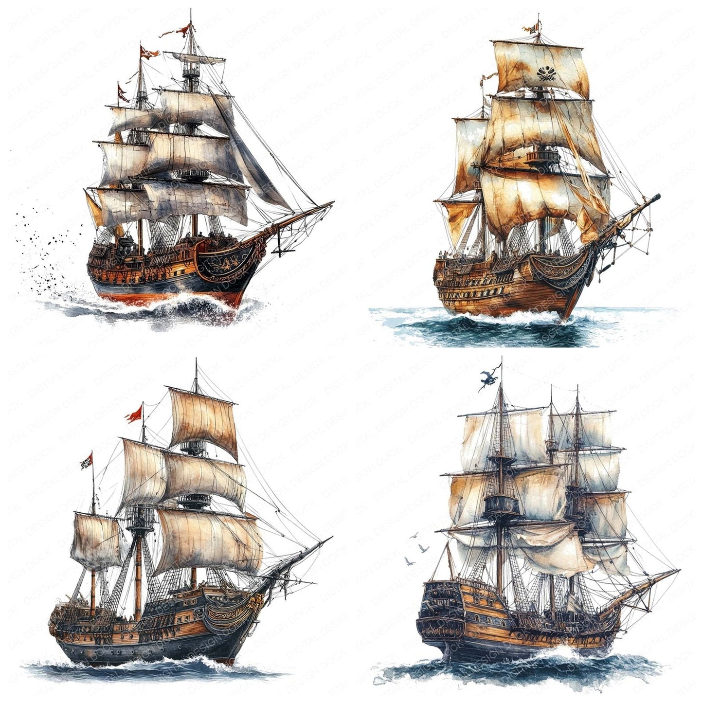 Pirate Ghost Ship Clipart Set (DDD006313)