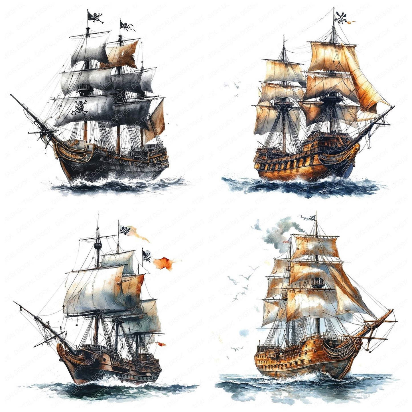 Pirate Ghost Ship Clipart Set (DDD006313)