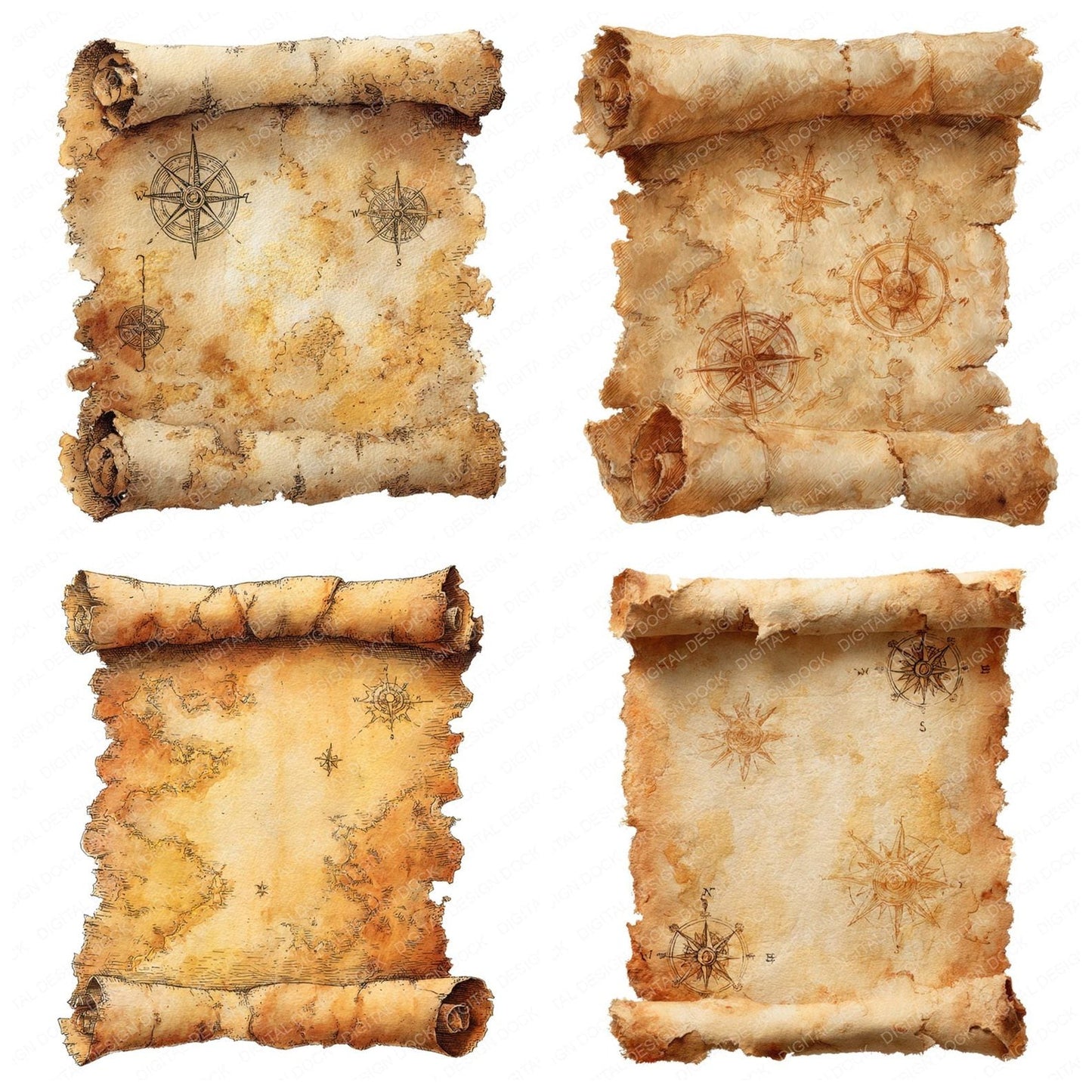 Pirate Scroll Map Clipart Set (DDD006317)
