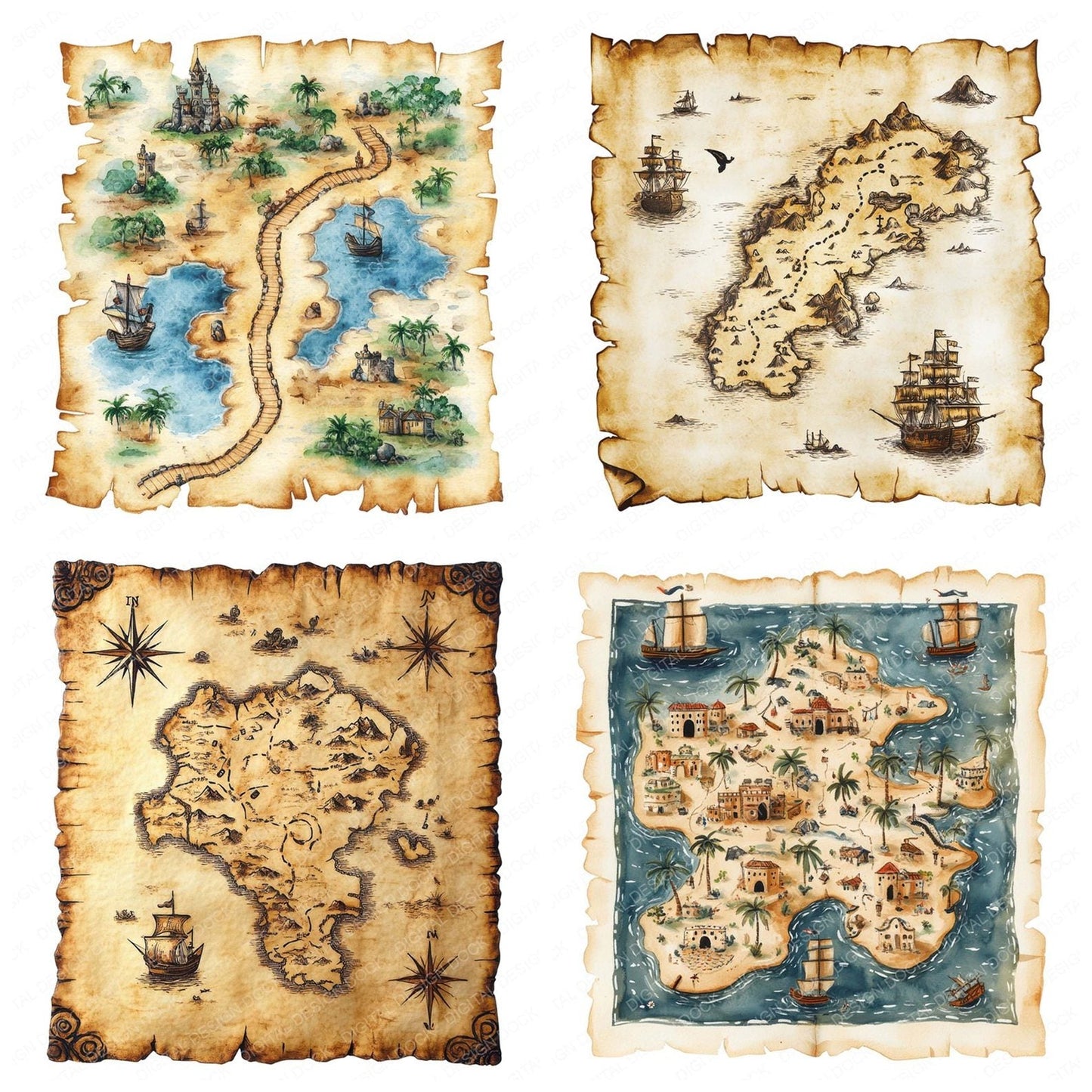 Pirate Treasure Map Clipart Set (DDD006320)