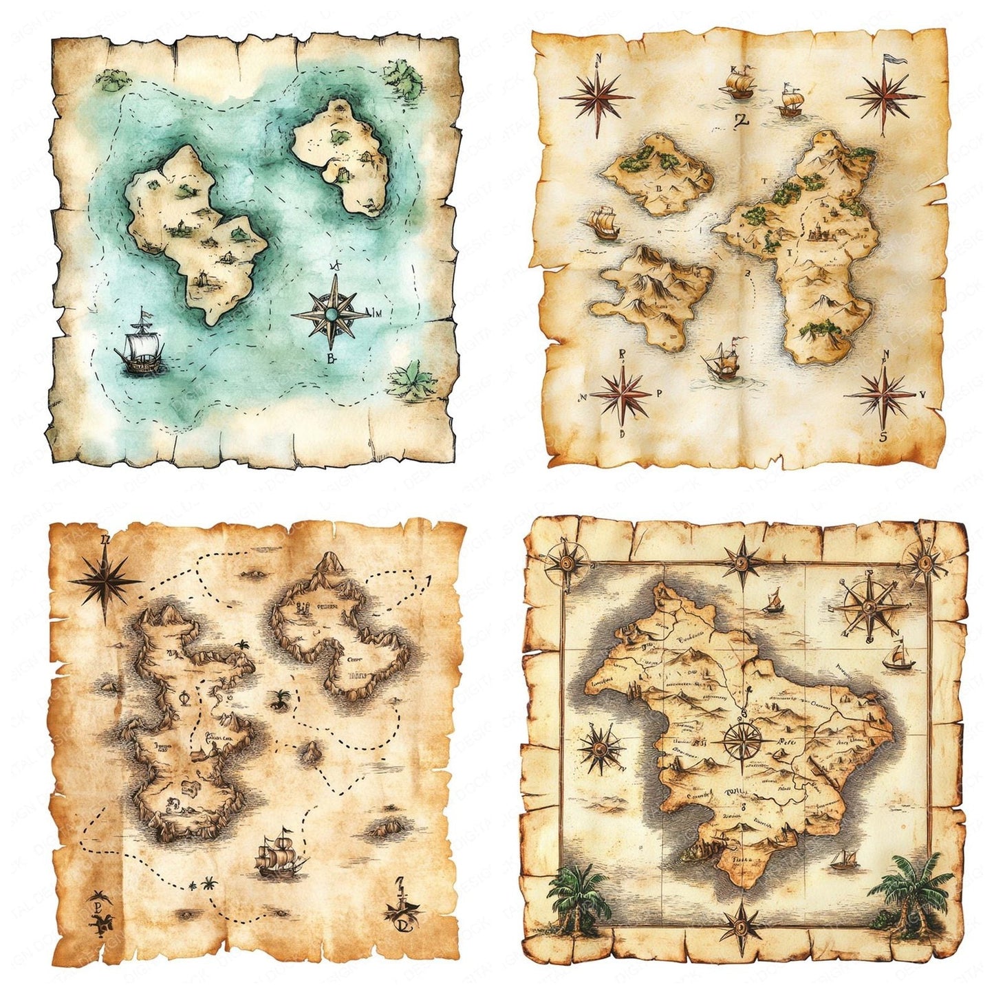Pirate Treasure Map Clipart Set (DDD006320)