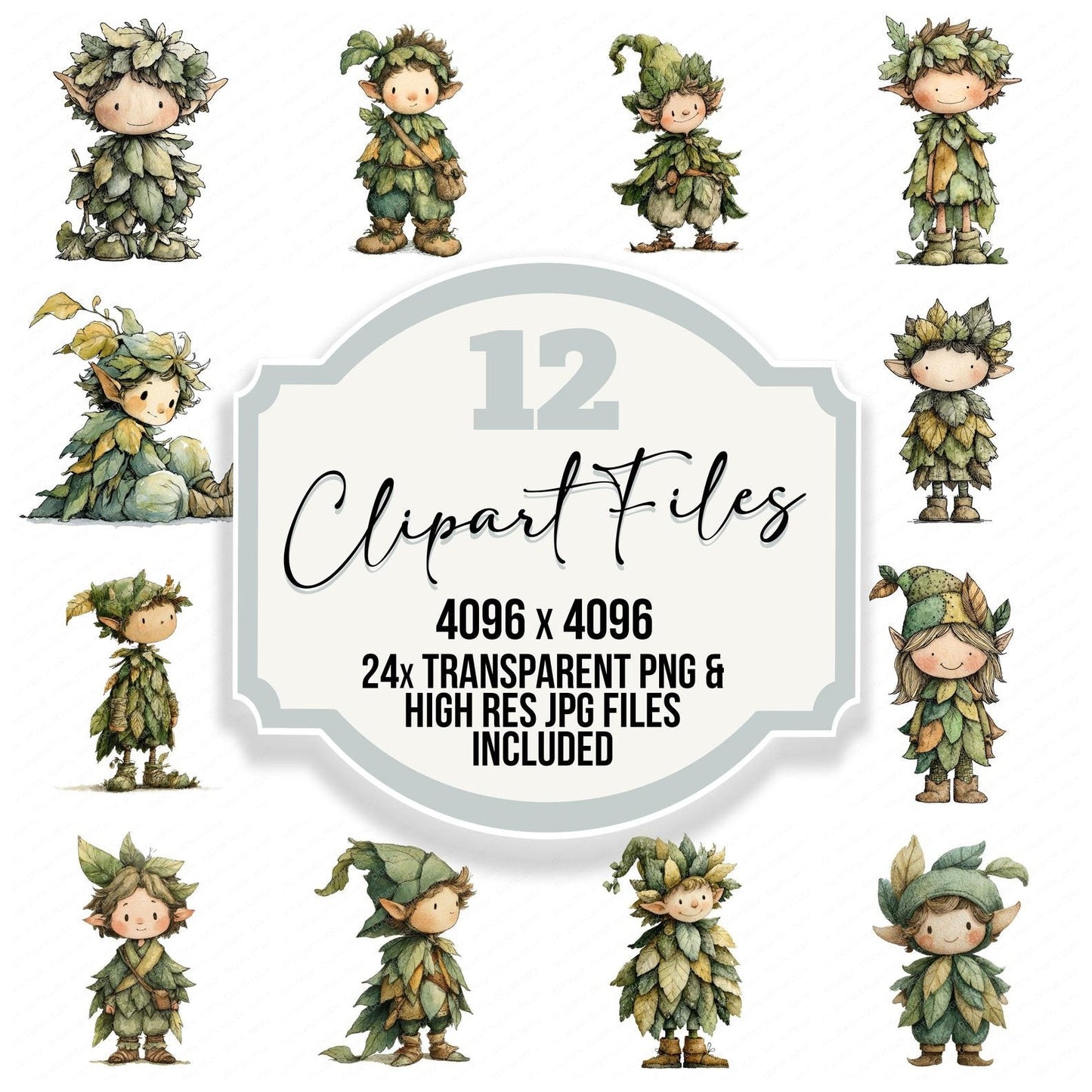 Playful Forest Elf Clipart Set (DDD006327)