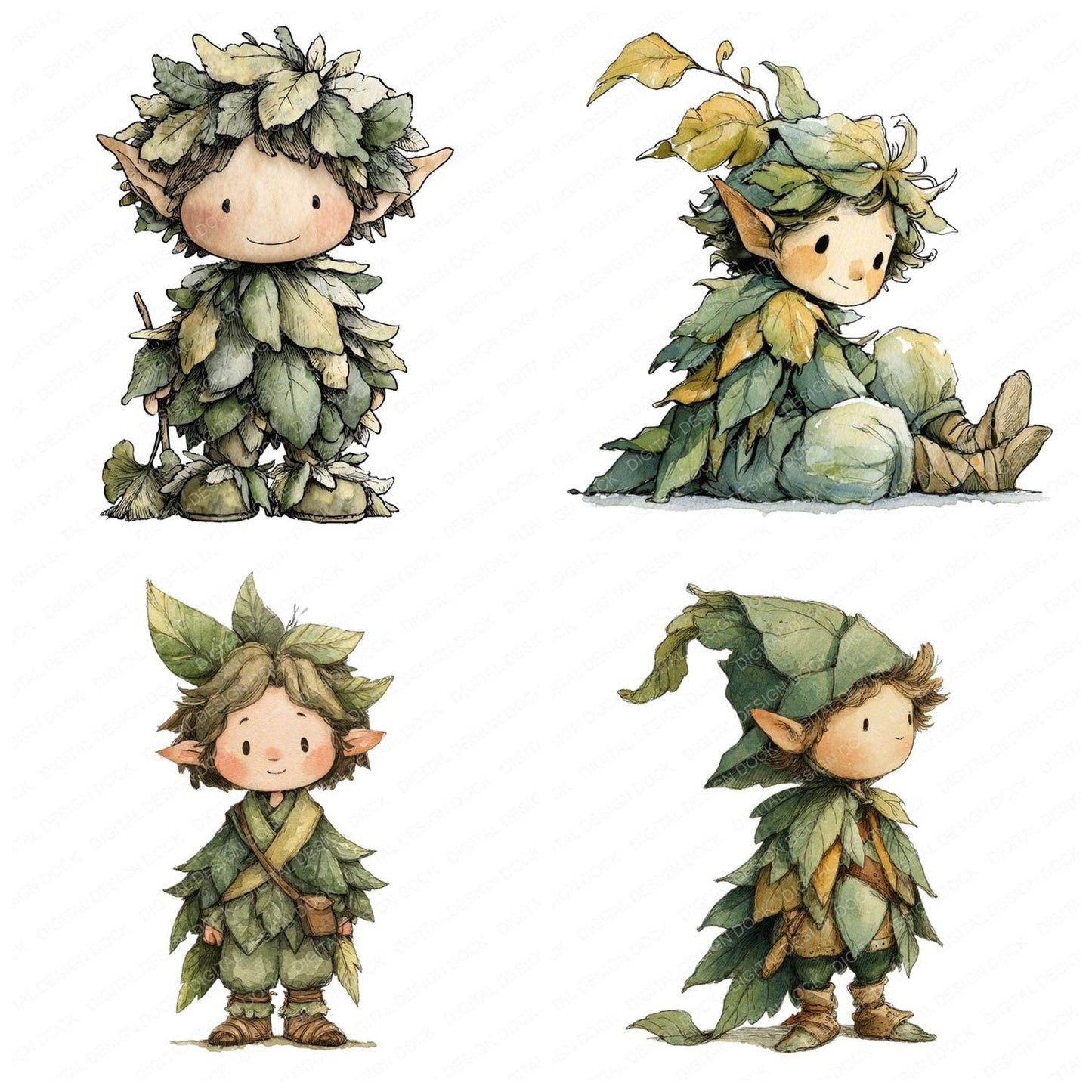 Playful Forest Elf Clipart Set (DDD006327)