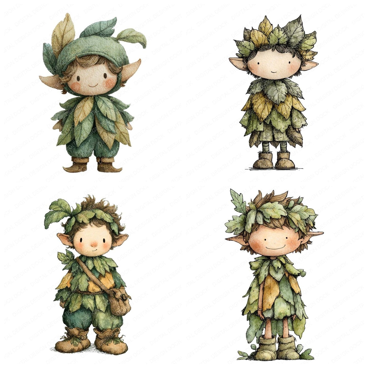 Playful Forest Elf Clipart Set (DDD006327)