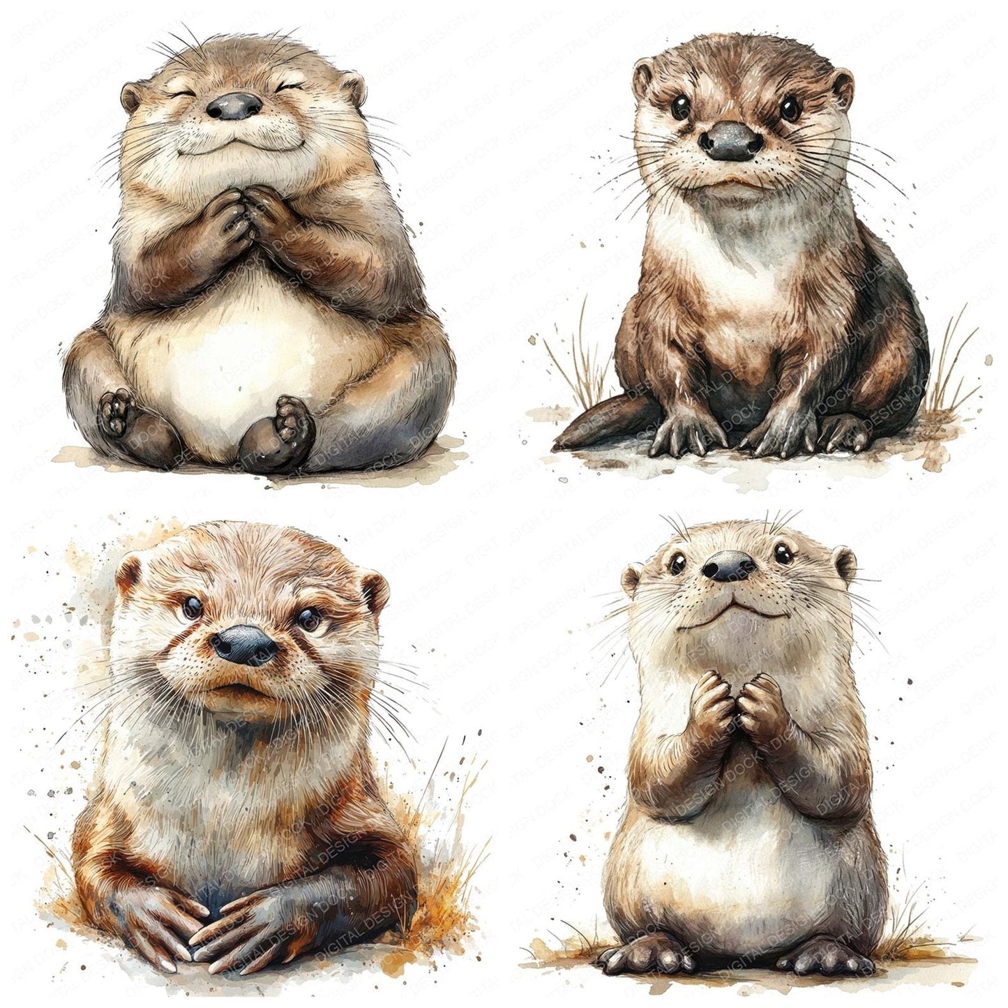 Playful Otter Clipart Set (DDD006328)